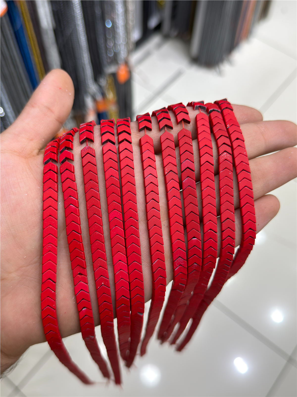 Hematit Taşı Çavuş Kesim Kırmızı 6x3mm Doğal Taş Dizi