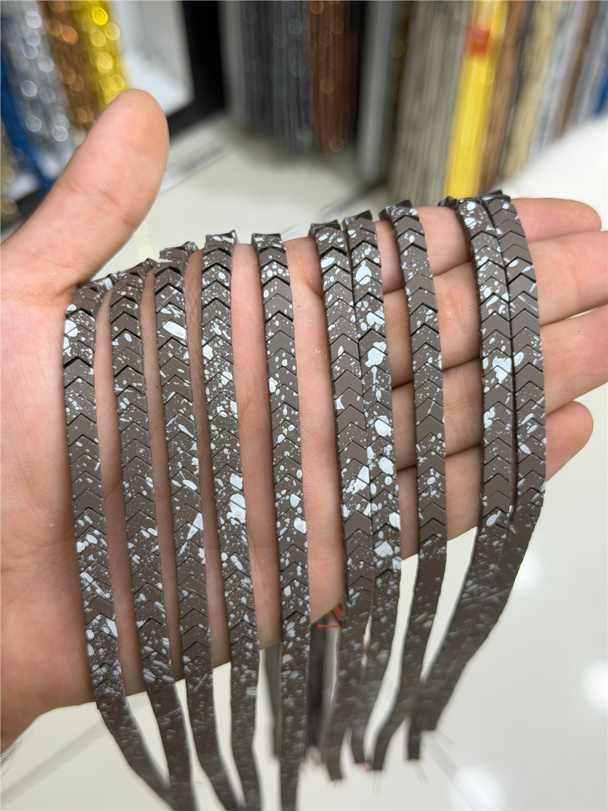 Hematite Stone Chevron-Cut Matte Gray 6x3mm Bead Strand