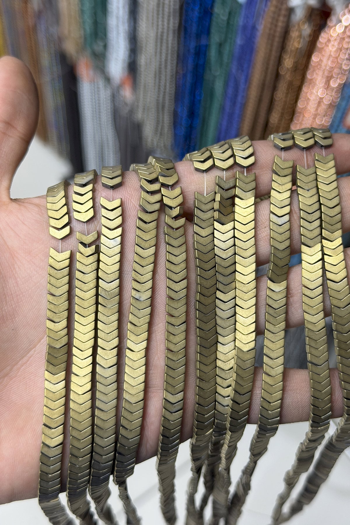 Hematit Taşı Çavuş Kesim Mat Sarı 6x2mm Doğal Taş Dizi