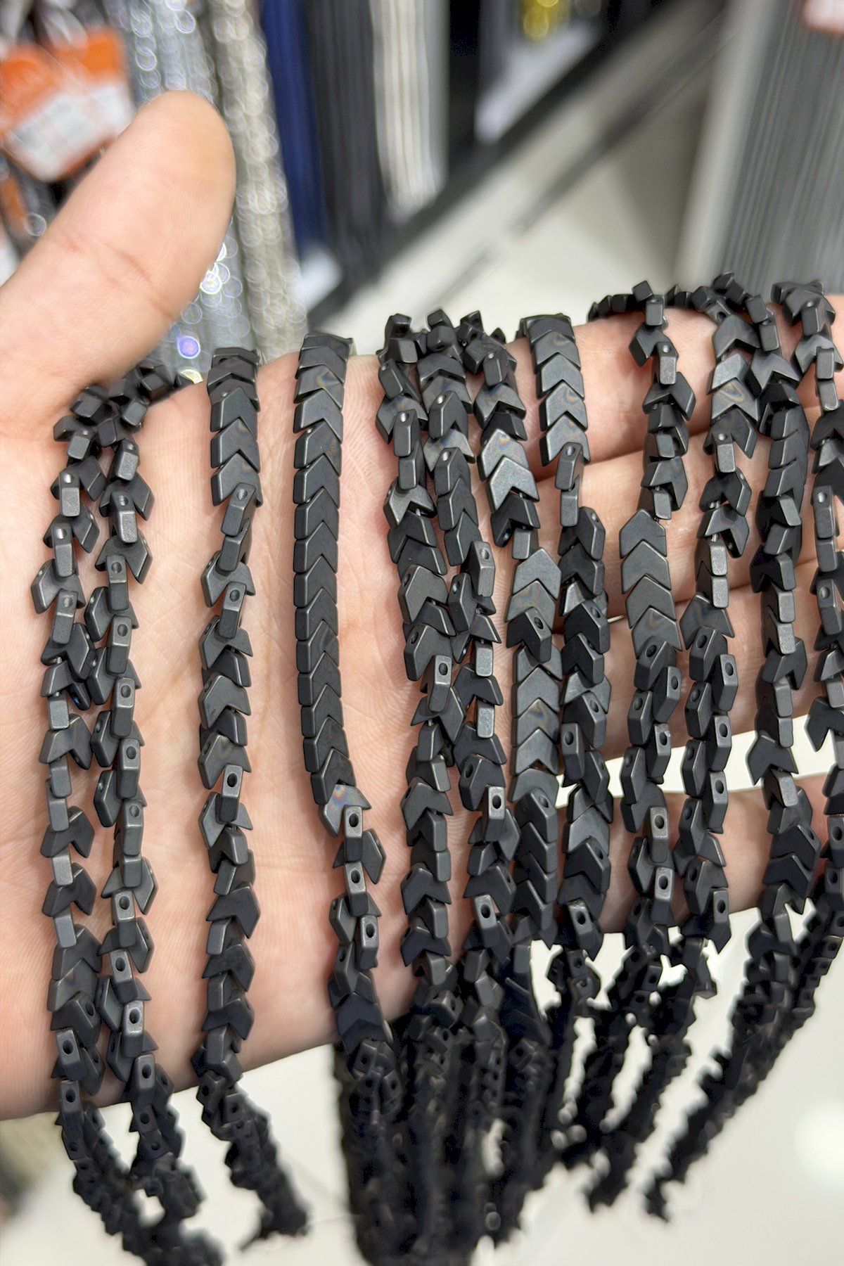 Hematite Natural Stone Matte Black 6x3mm String Of Beads