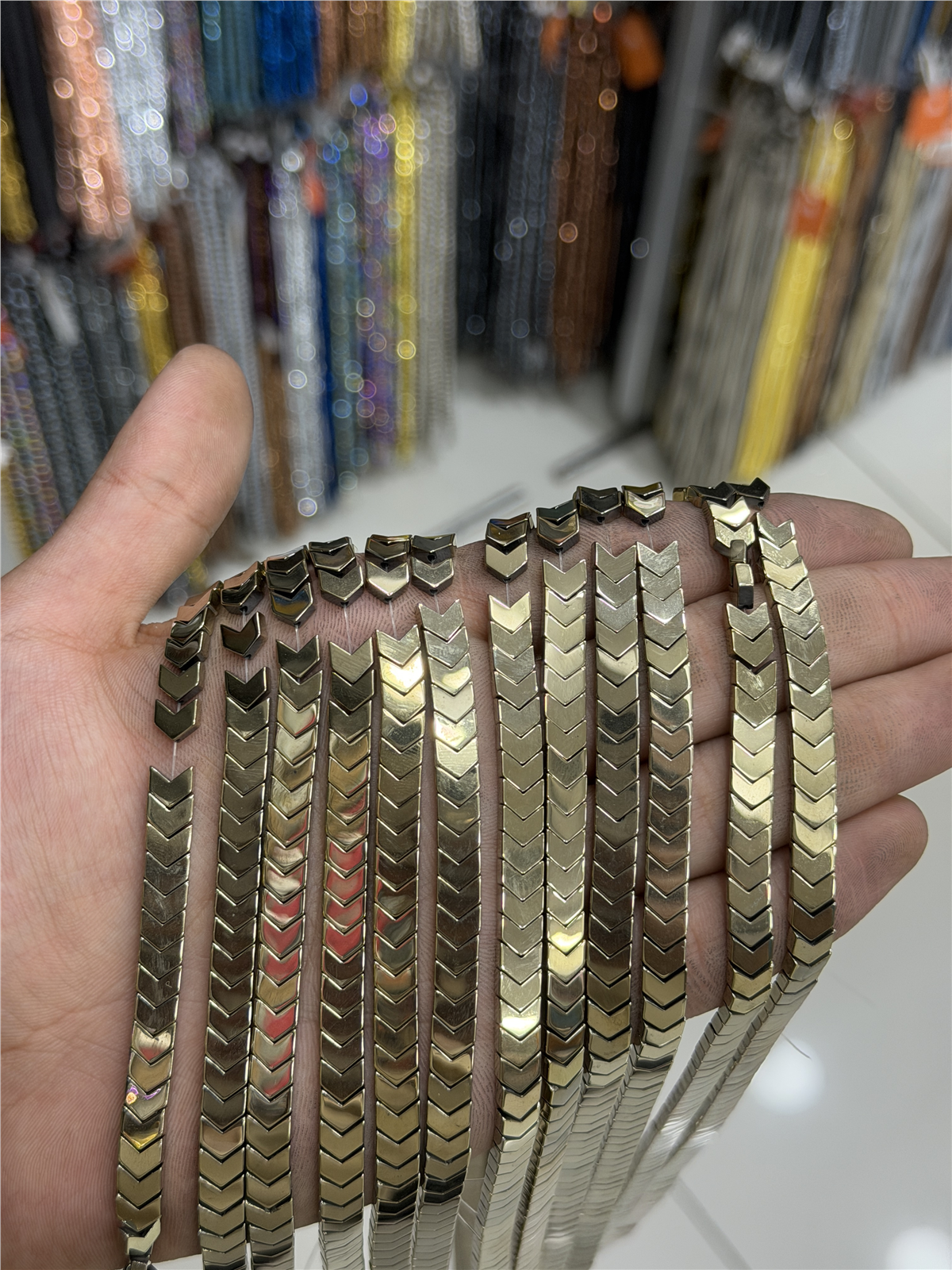 Hematit Taşı Çavuş Kesim Parlak Antik Sarı 6x3mm Doğal Taş Dizi