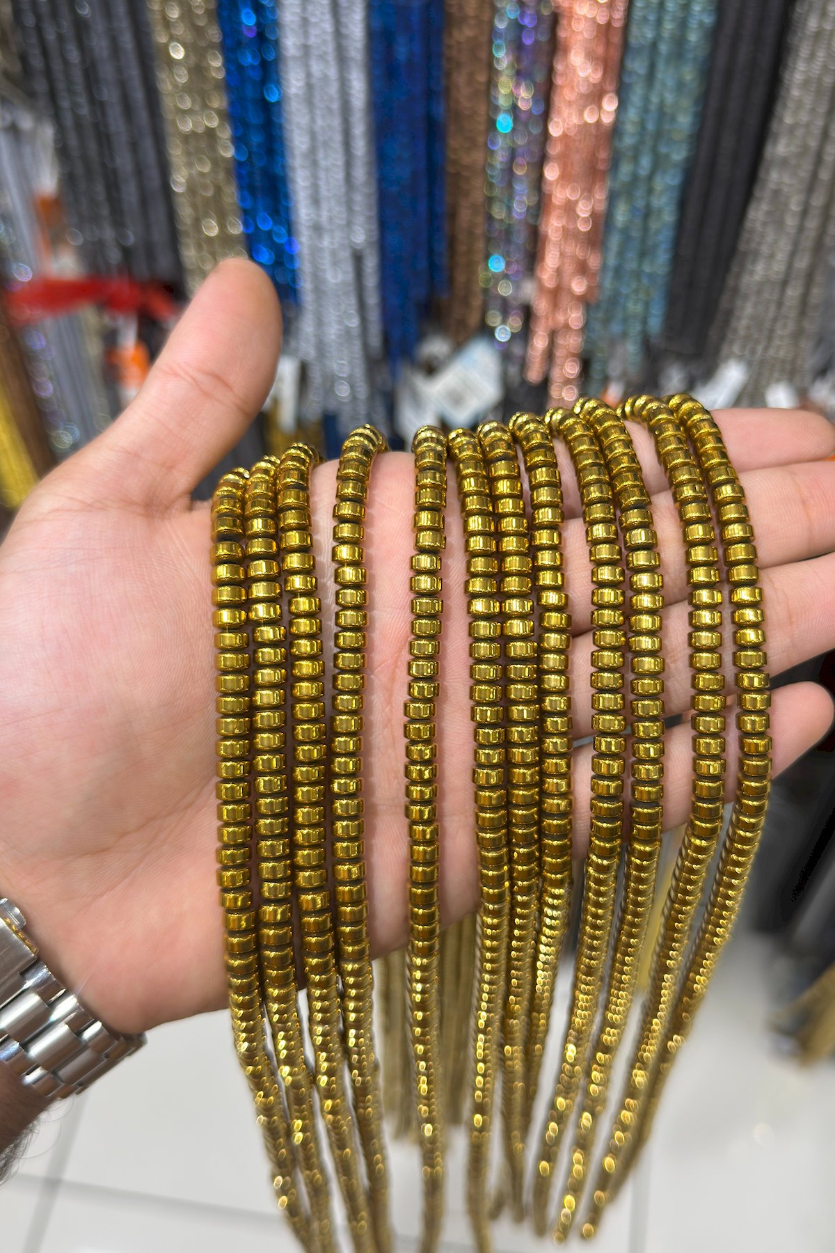 Hematit Taşı Daire Kesim Gold 6x4mm Doğal Taş Dizi