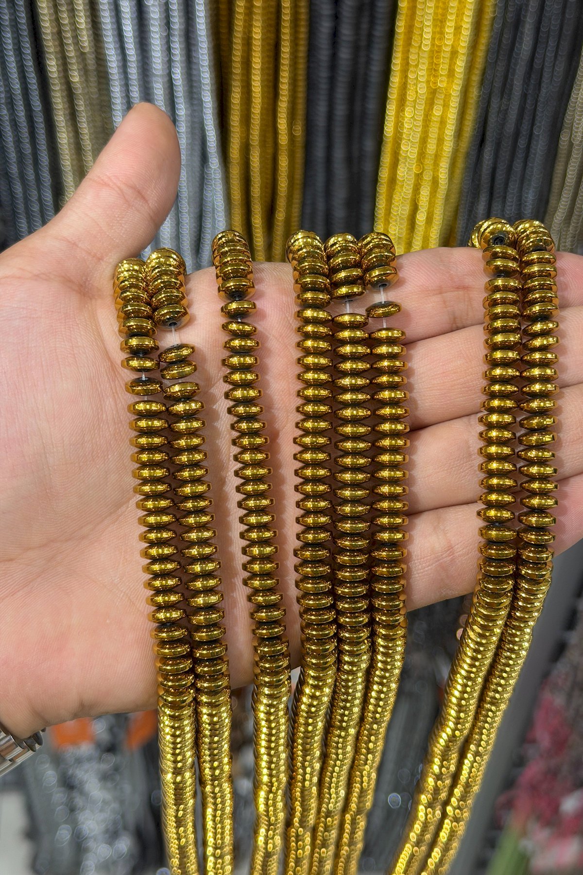 Hematit Taşı Daire Kesim Gold 8x3mm Doğal Taş Dizi