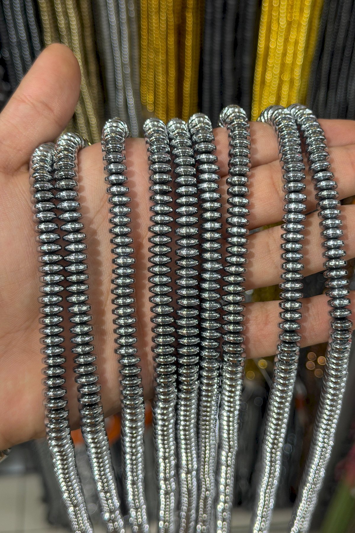 Hematit Taşı Daire Kesim Gümüş 8x3mm Doğal Taş Dizi