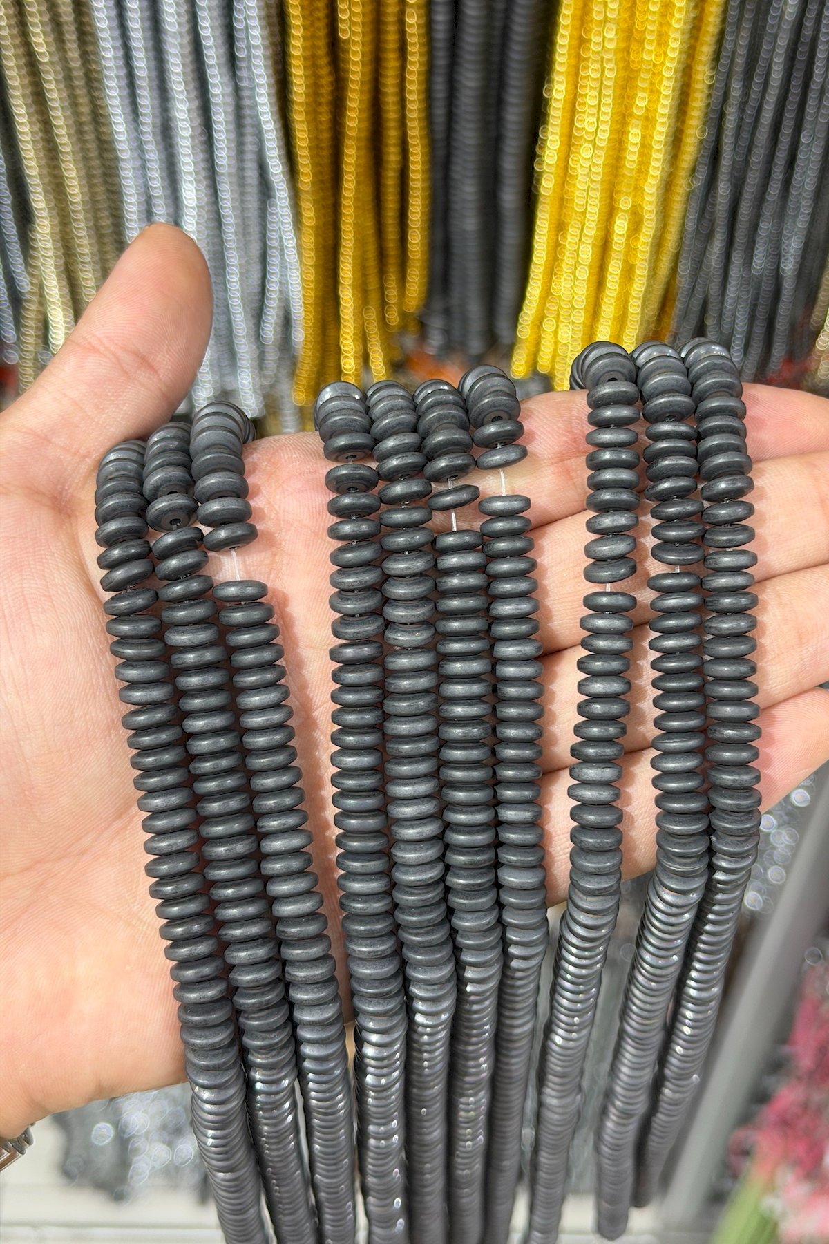 Hematit Taşı Daire Kesim Siyah 8x3mm Doğal Taş Dizi