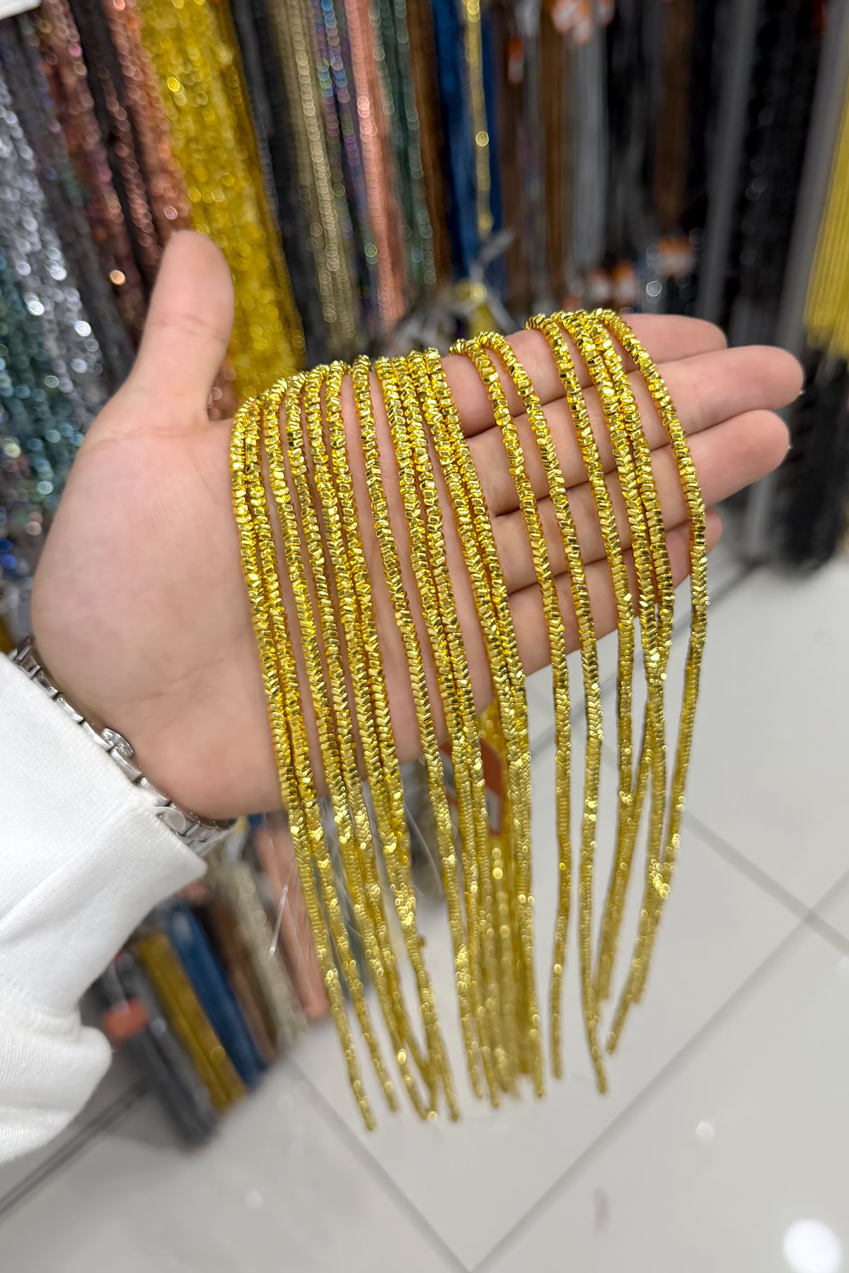 Hematit Taşı Dalgalı Rondela Kesim Altın Sarı 4x2mm Doğal Taş Dizi