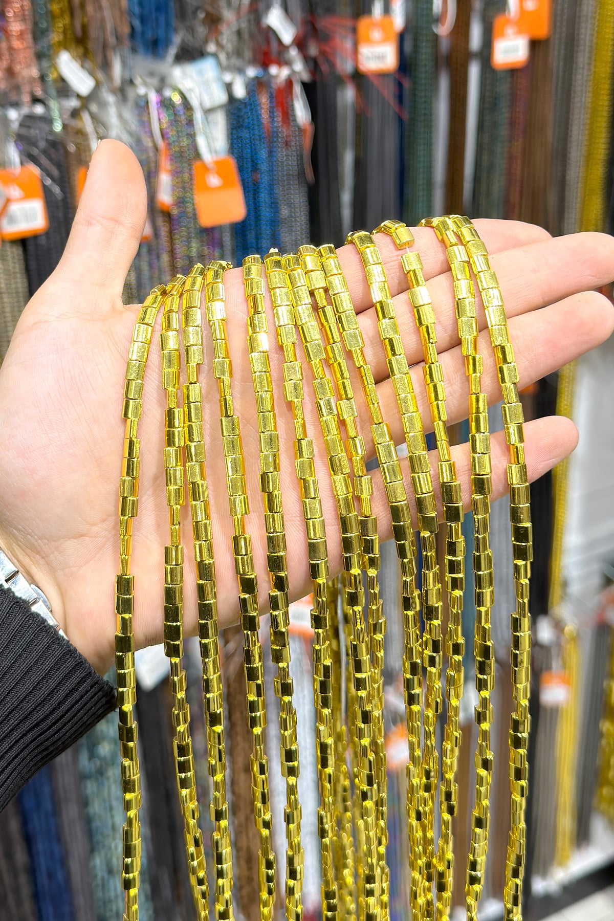 Hematite Natural Stone Shiny Gold Yellow 4x2mm String Of Beads