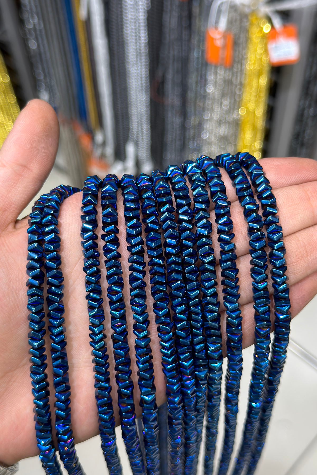 Hematit Taşı Dalgalı Rondela Kesim 6x2mm- Parlak Mavi Doğal Taş Dizi
