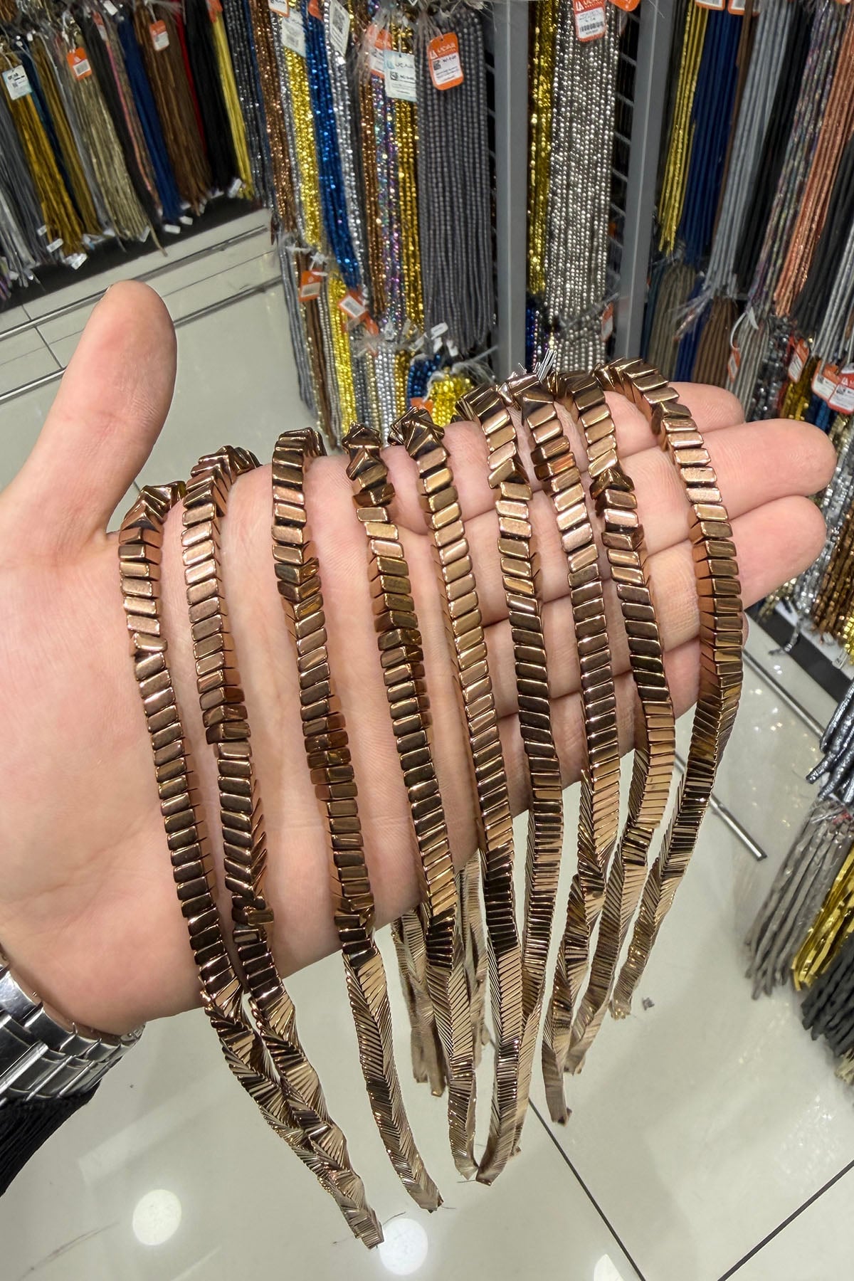 Hematit Taşı Dalgalı Rondela Kesim 6x3mm- Parlak Kahverengi Doğal Taş Dizi