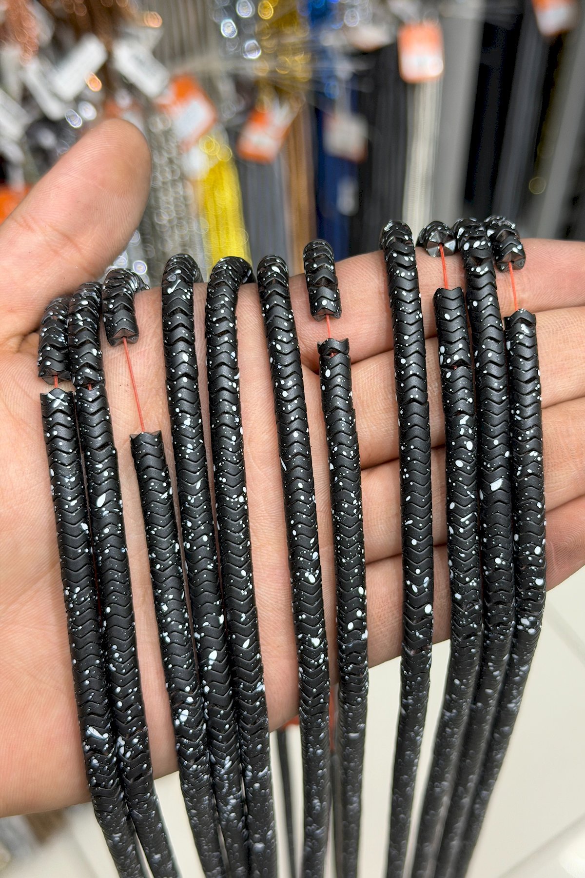 Hematit Taşı Dalgalı Rondela Kesim Mat Siyah 6x2mm Doğal Taş Dizi
