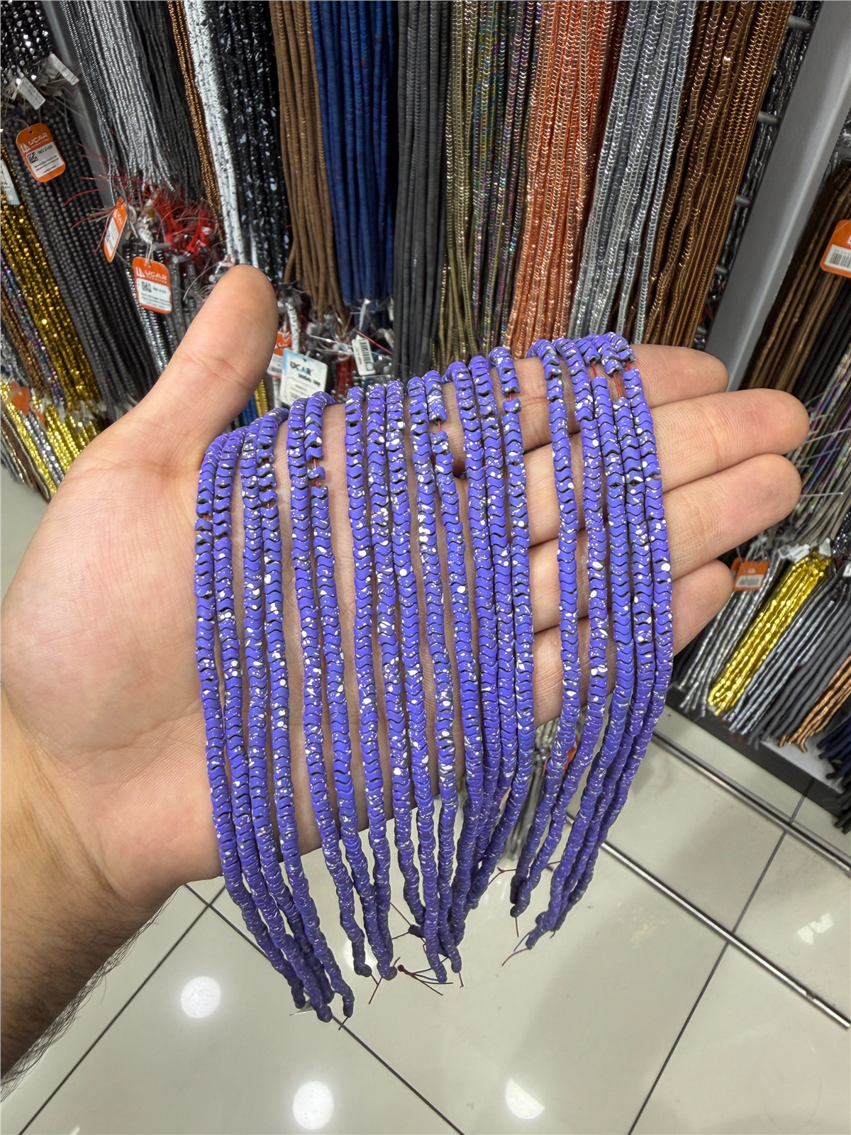Hematit Taşı Dalgalı Rondela Kesim Mat Mor 4x2mm Doğal Taş Dizi