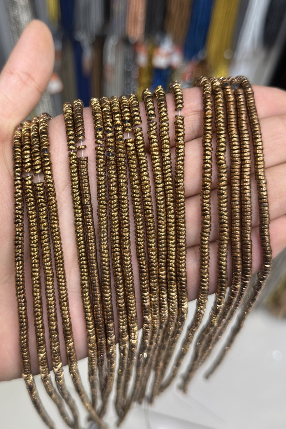Hematit Taşı Dalgalı Rondela Kesim Mat Kahverengi 4x1mm Doğal Taş Dizi