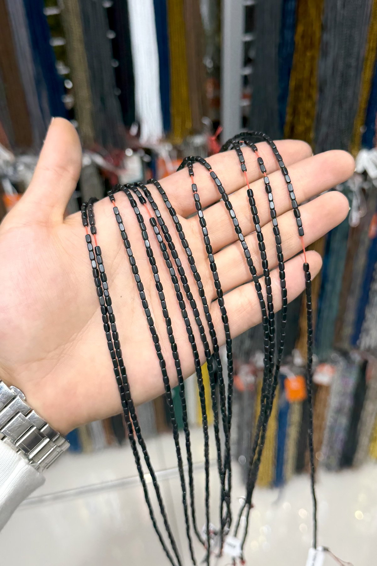 Hematit Taşı Dikdörtgen Kesim 2x4mm- Mat Siyah Doğal Taş Dizi