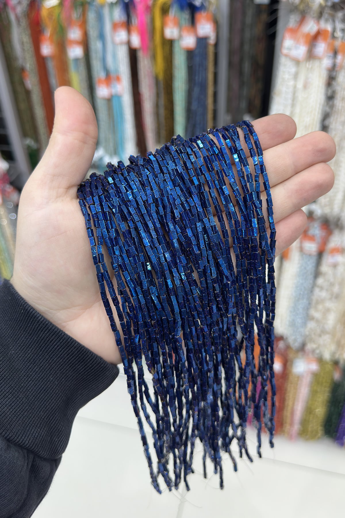 Hematit Taşı Dikdörtgen Kesim Parlak Mavi 2x4mm Doğal Taş Dizi