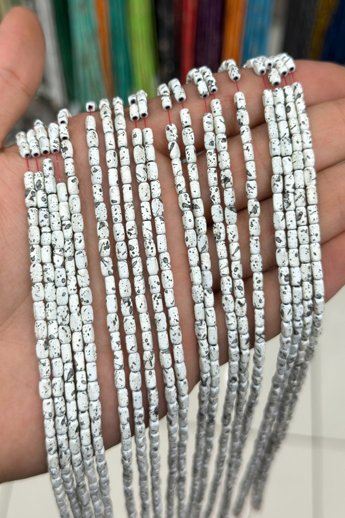 Hematit Taşı Dikdörtgen Kesim Beyaz 3x5mm Doğal Taş Dizi