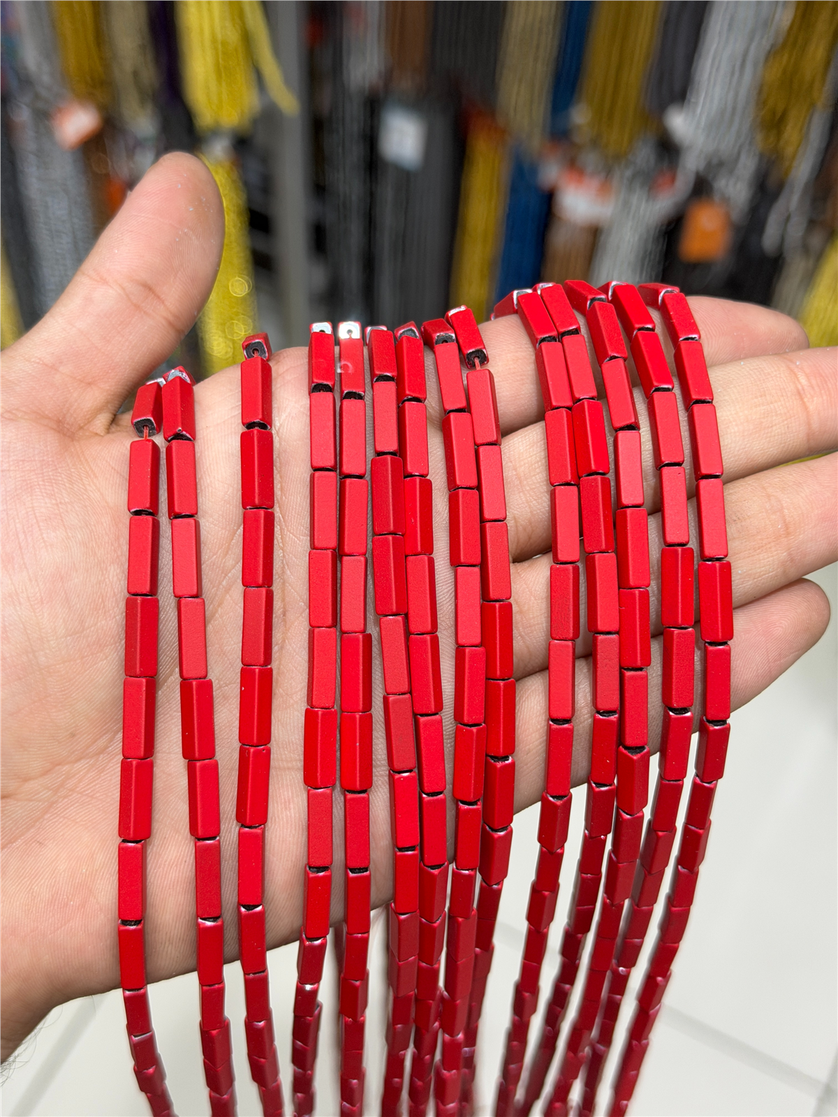 Hematit Taşı Dikdörtgen Kesim Kırmızı 4x13mm Doğal Taş Dizi