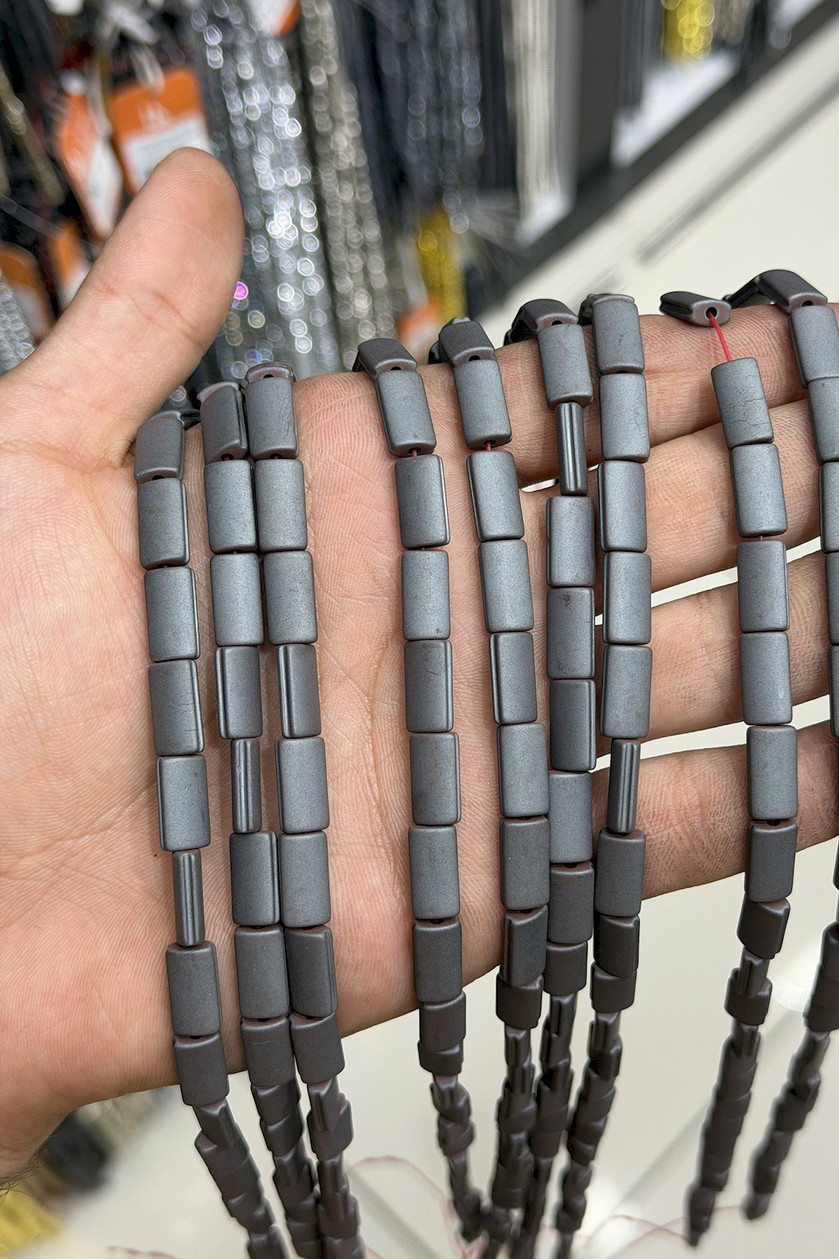 Hematite Natural Stone Matte Grey 7x13mm String Of Beads