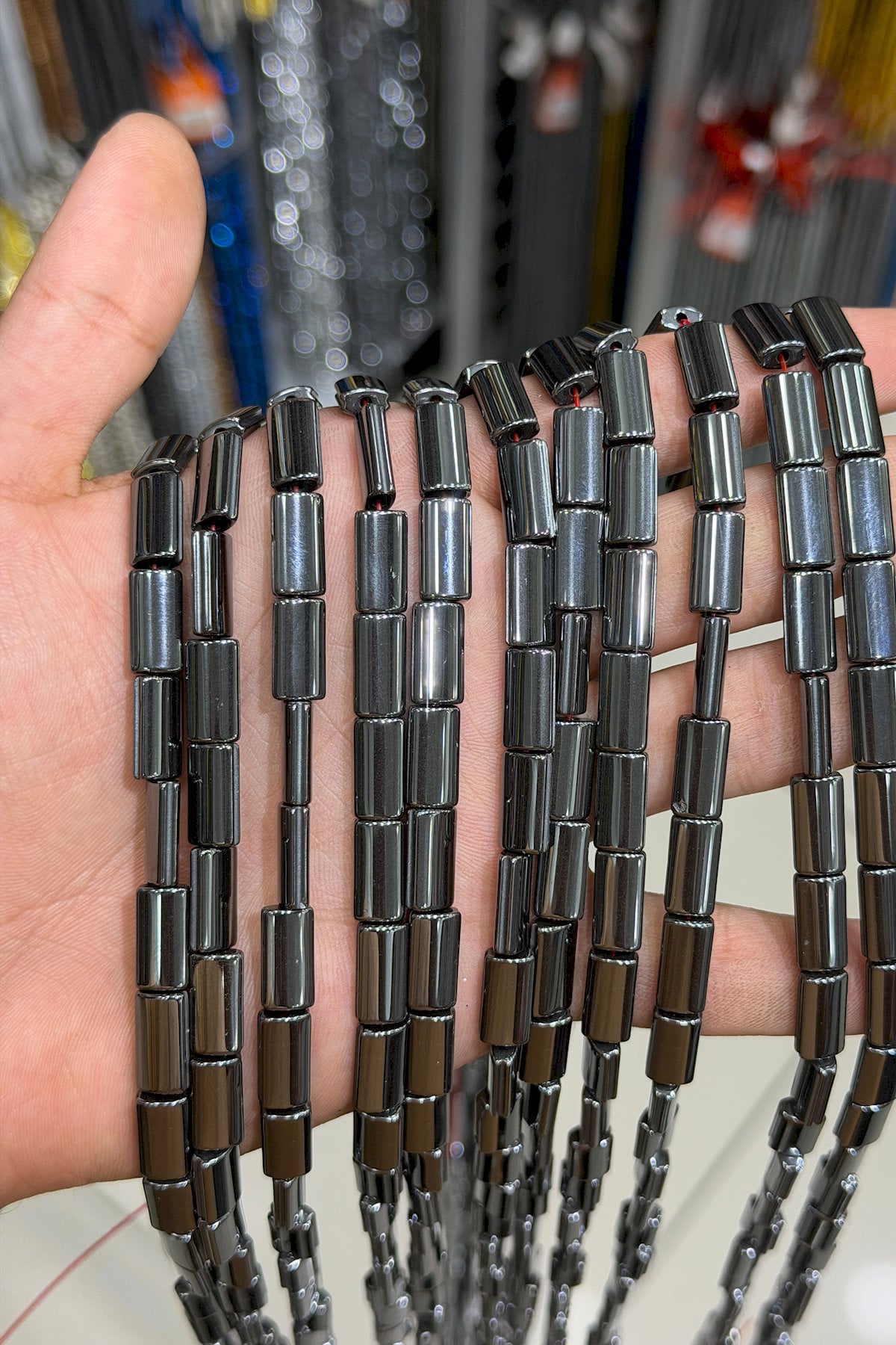 Hematit Taşı Dikdörtgen Kesim Parlak Füme 7x13mm Doğal Taş Dizi