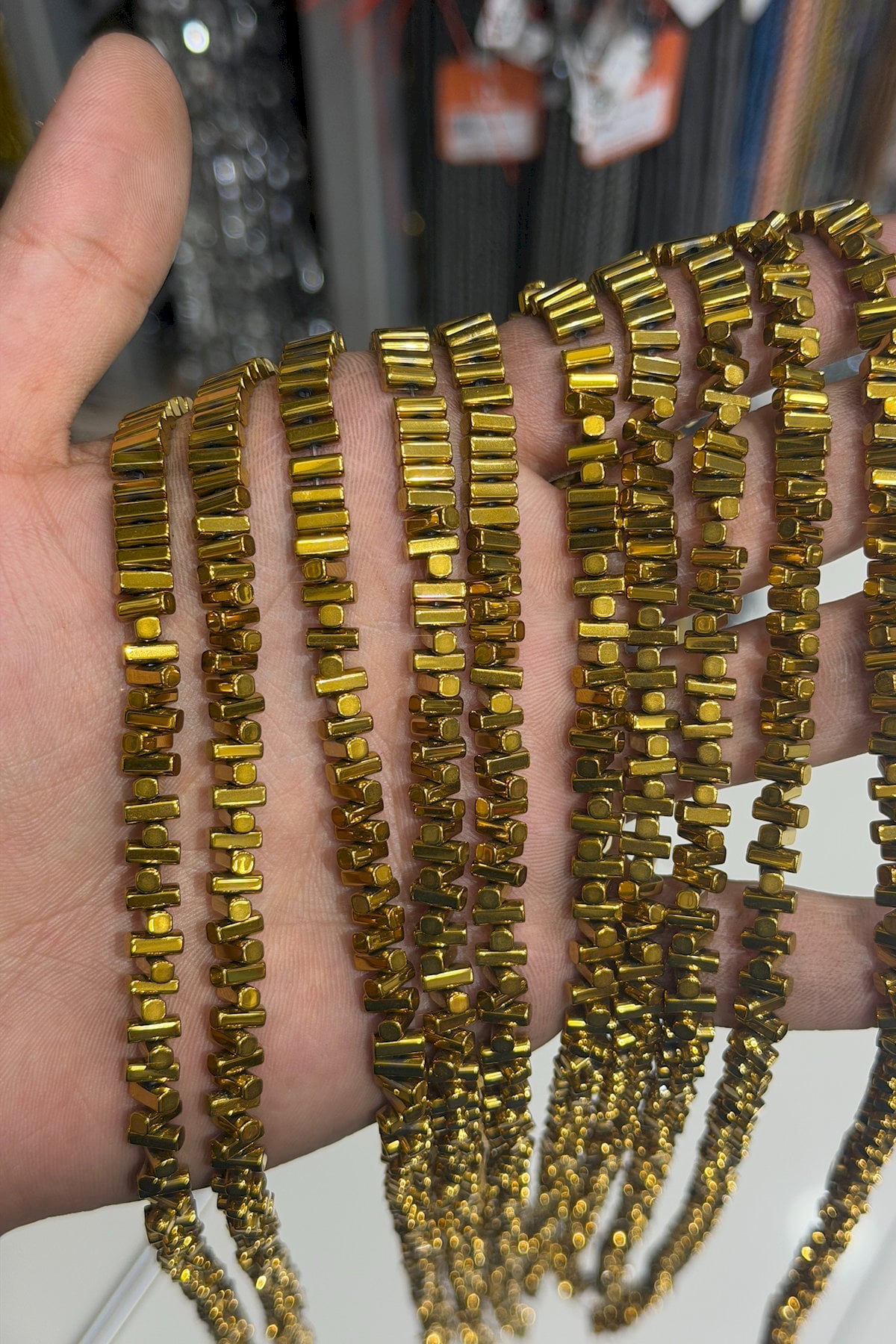 Hematit Taşı Dikdörtgen Kesim Parlak Gold 3x5mm Doğal Taş Dizi