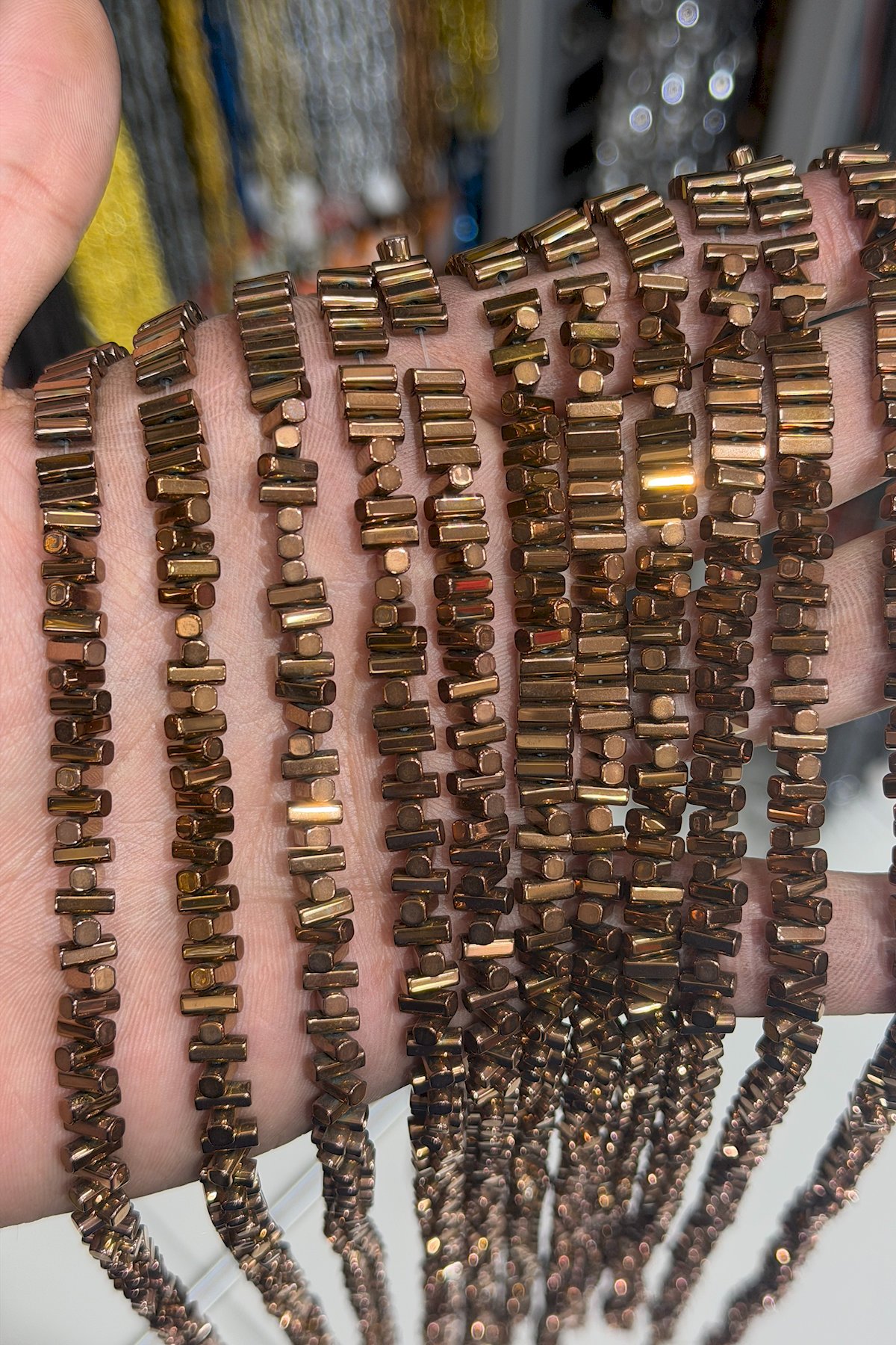 Hematit Taşı Dikdörtgen Kesim Parlak Kahverengi 3x5mm Doğal Taş Dizi