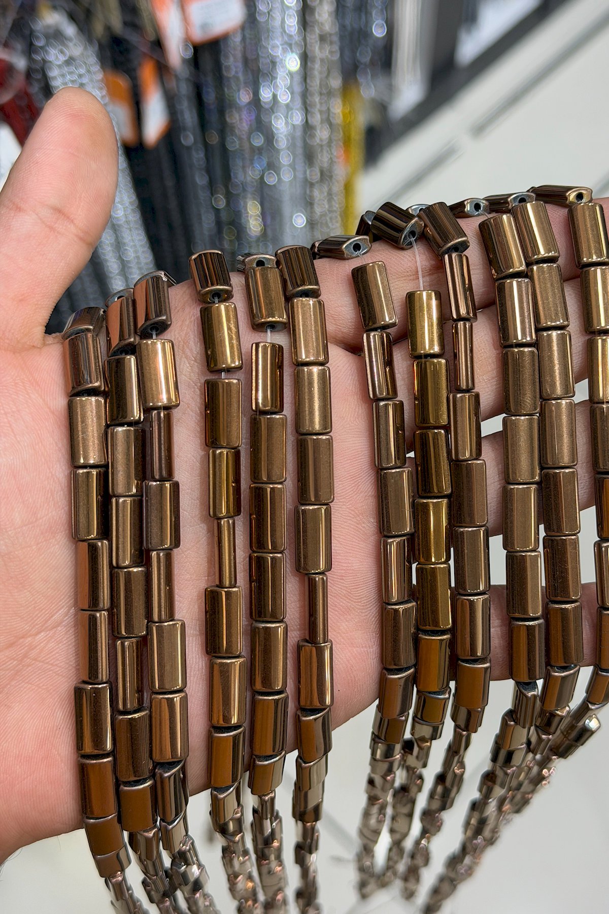 Hematit Taşı Dikdörtgen Kesim Parlak Kahverengi 7x13mm Doğal Taş Dizi