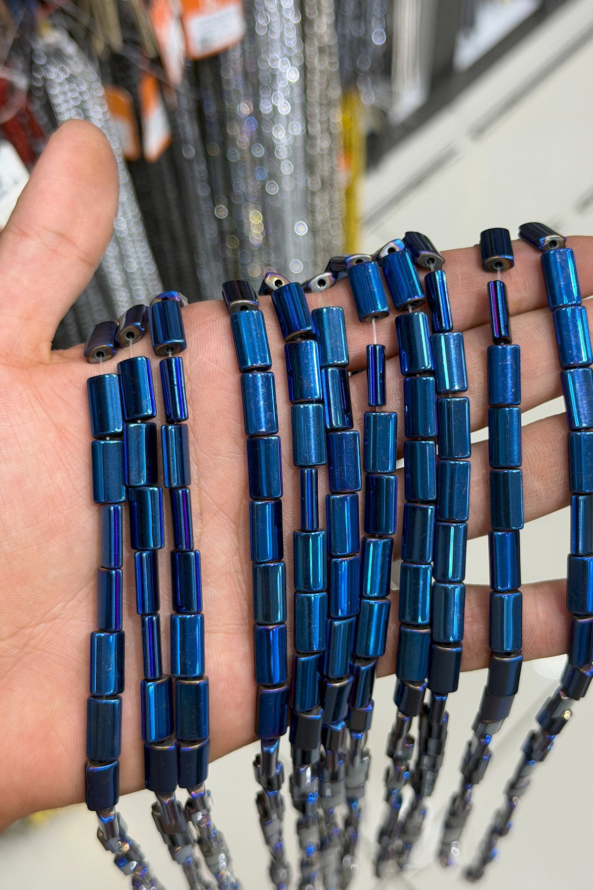 Hematit Taşı Dikdörtgen Kesim Parlak Mavi 7x13mm Doğal Taş Dizi