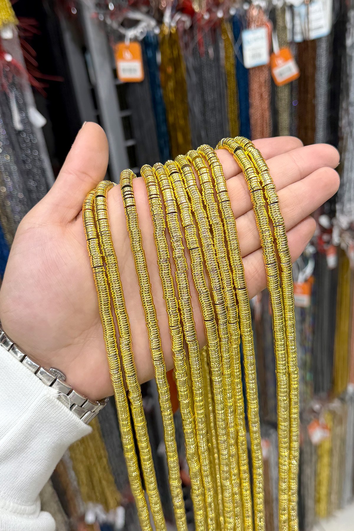 Hematit Taşı Disk Rondela Kesim 6x1mm- Altın Sarı Doğal Taş Dizi