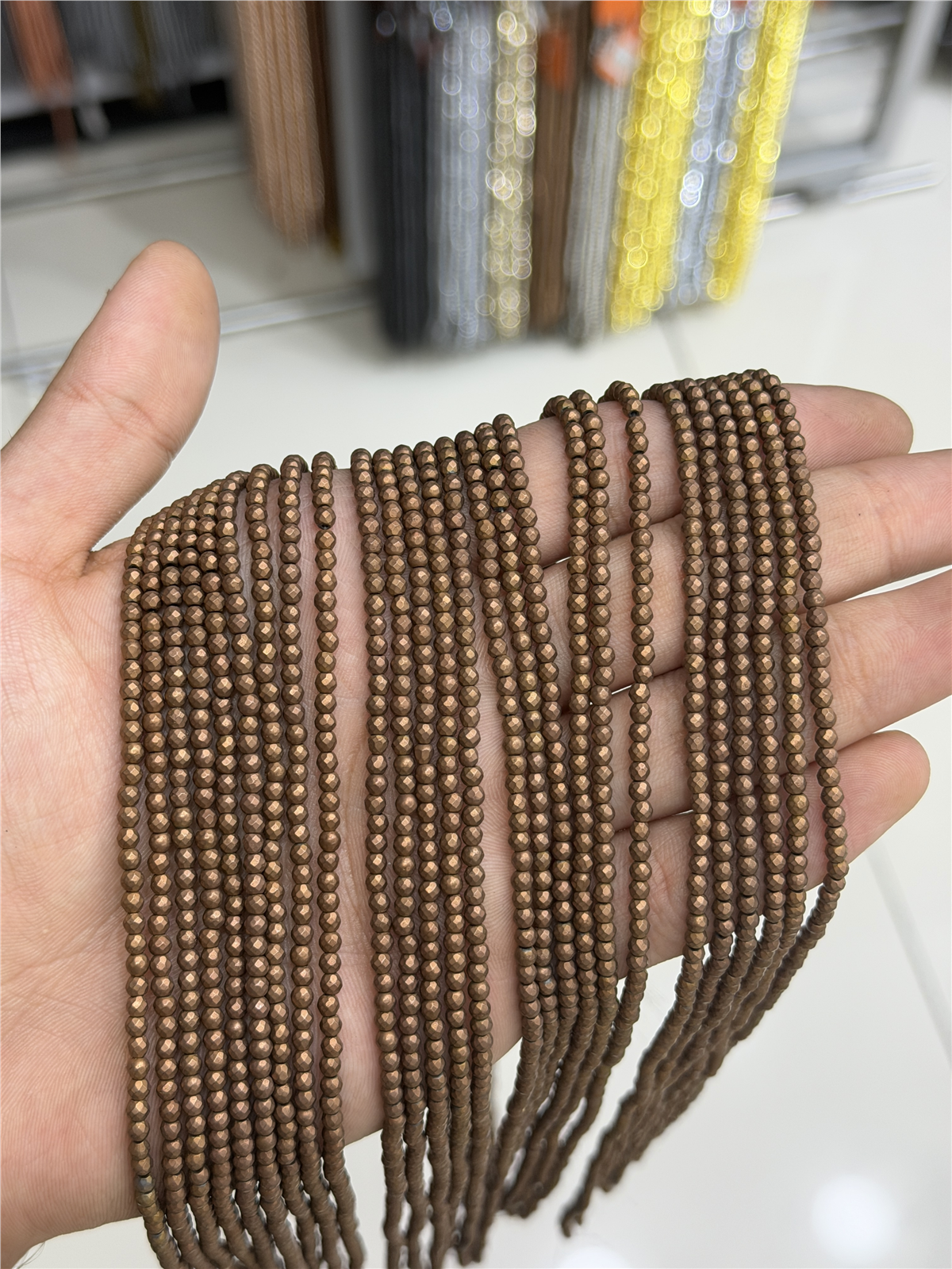 Hematit Taşı Faset Küre Kesim Mat Kahverengi 3mm Doğal Taş Dizi
