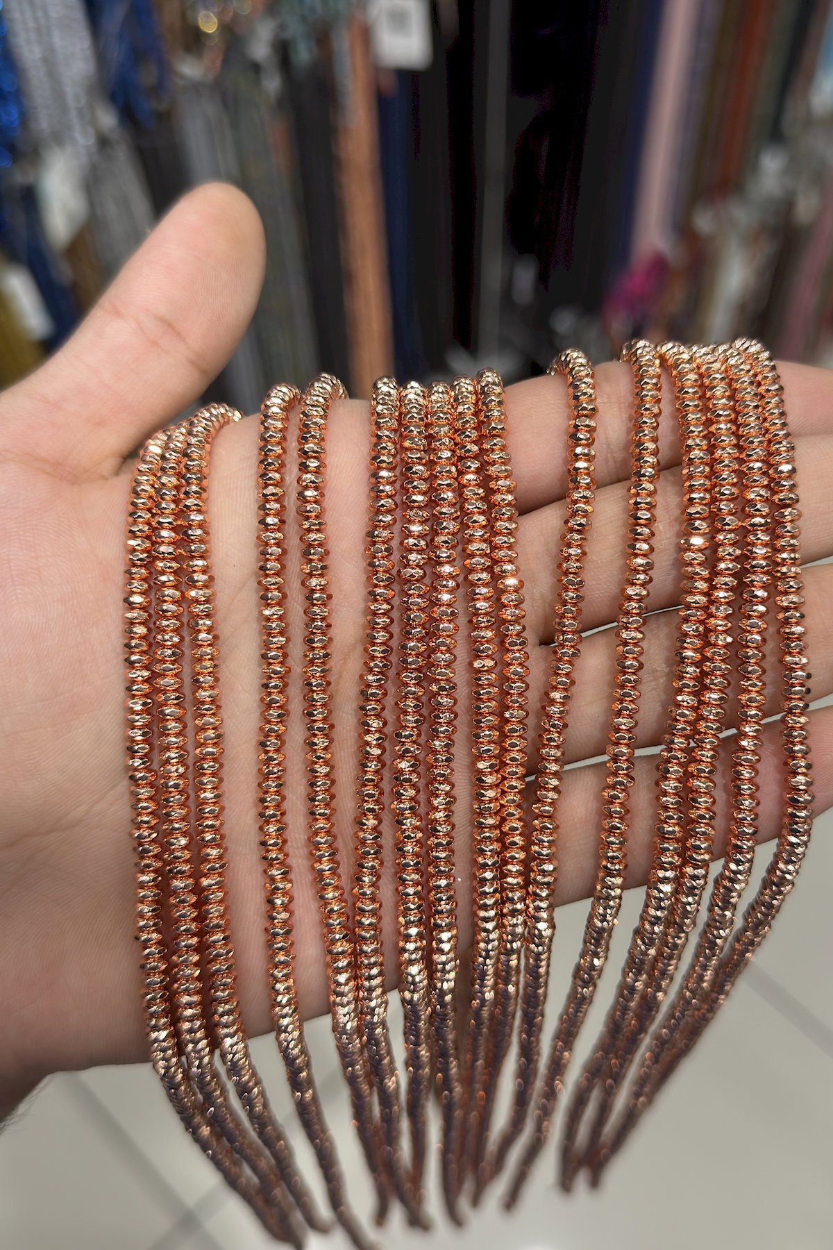 Hematit Taşı Fasetli Kesim Parlak Roz 4x2mm Doğal Taş Dizi