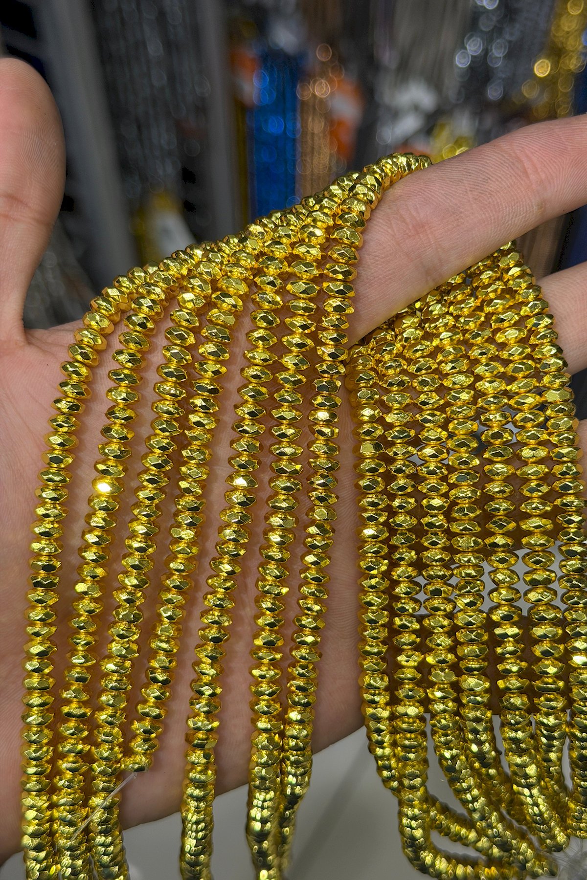Hematite Natural Stone Shiny Gold Yellow 4x2mm String Of Beads