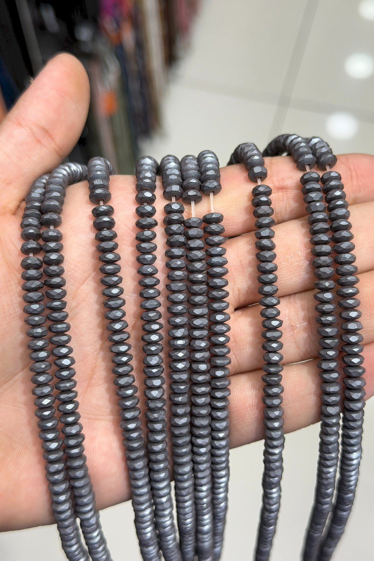 Hematite Natural Stone Matte Grey Washer Cut 4x2mm String Of Beads