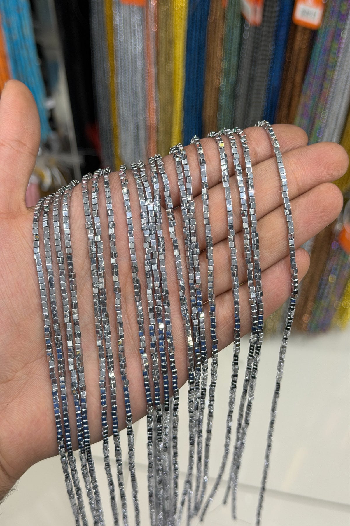 Hematite Natural Stone Shiny Cylinder Bow Cut 2x2mm String Of Beads