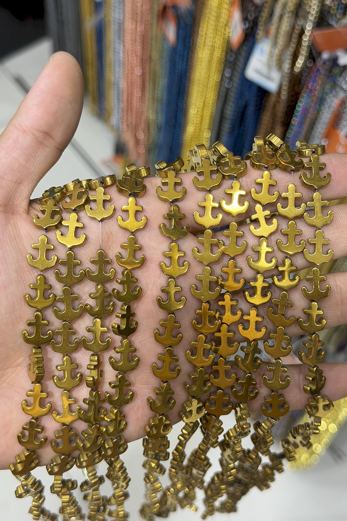 Hematit Taşı Gemi Kesim Parlak Gold 12x10mm Doğal Taş Dizi