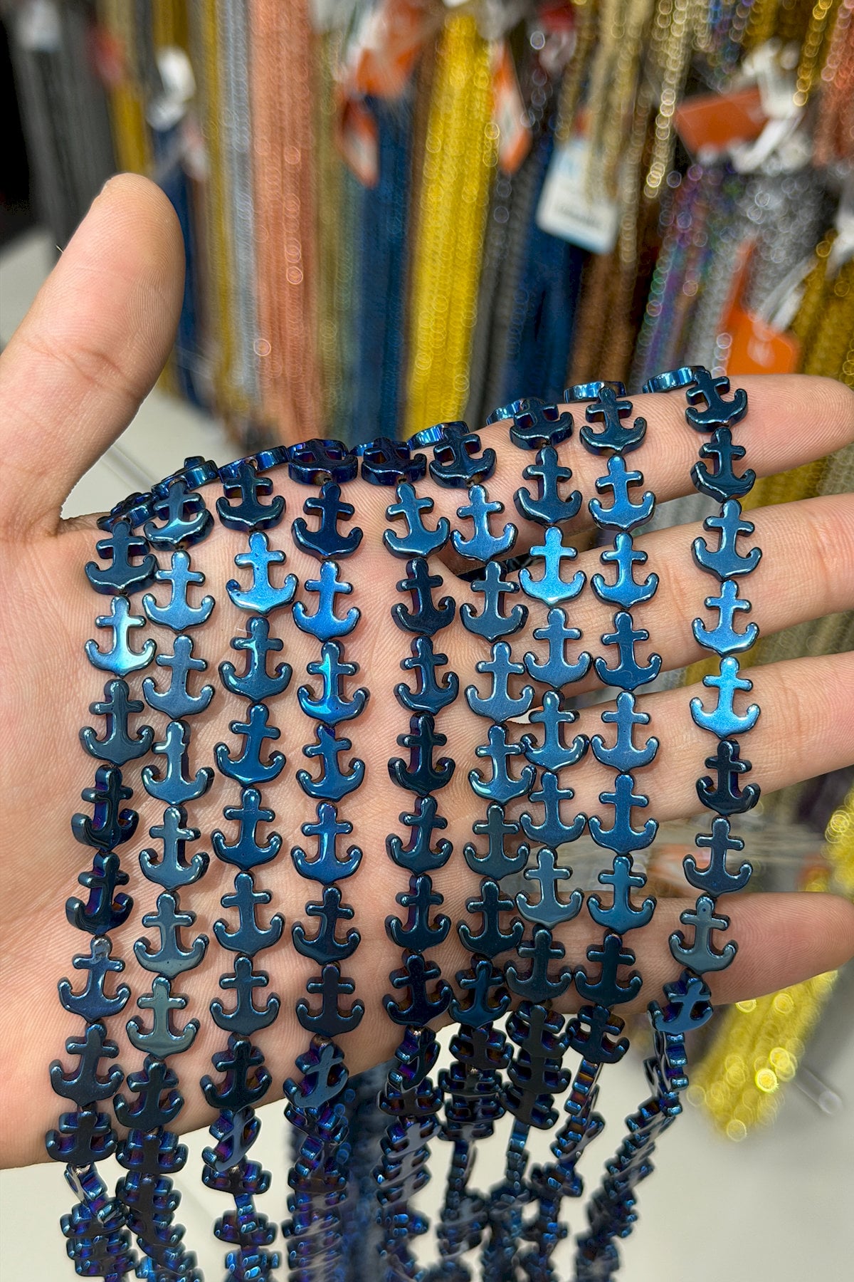 Hematit Taşı Gemi Kesim Parlak Mavi 12x10mm Doğal Taş Dizi