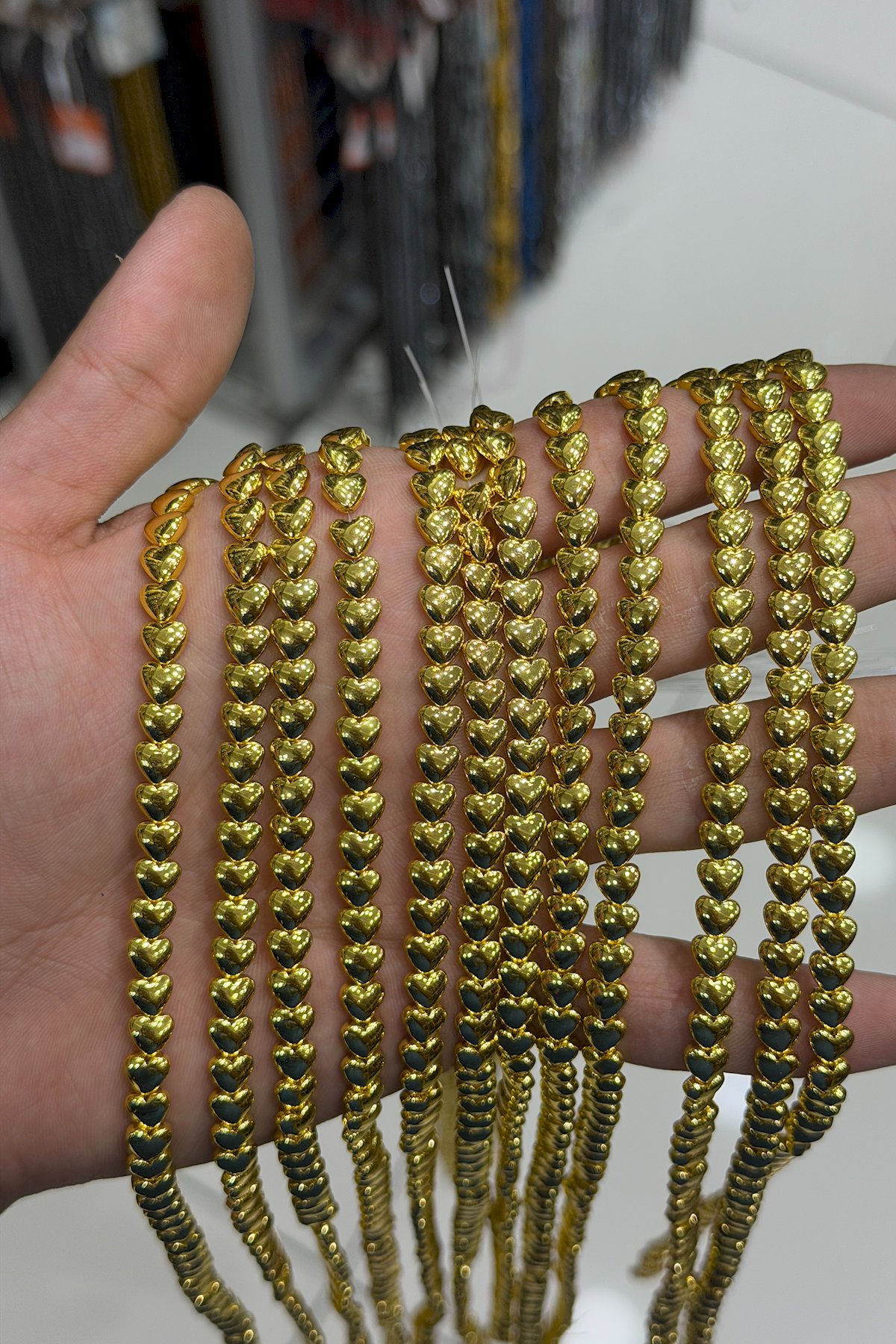 Hematit Taşı Kalp Kesim Altın Sarı 6mm Doğal Taş Dizi