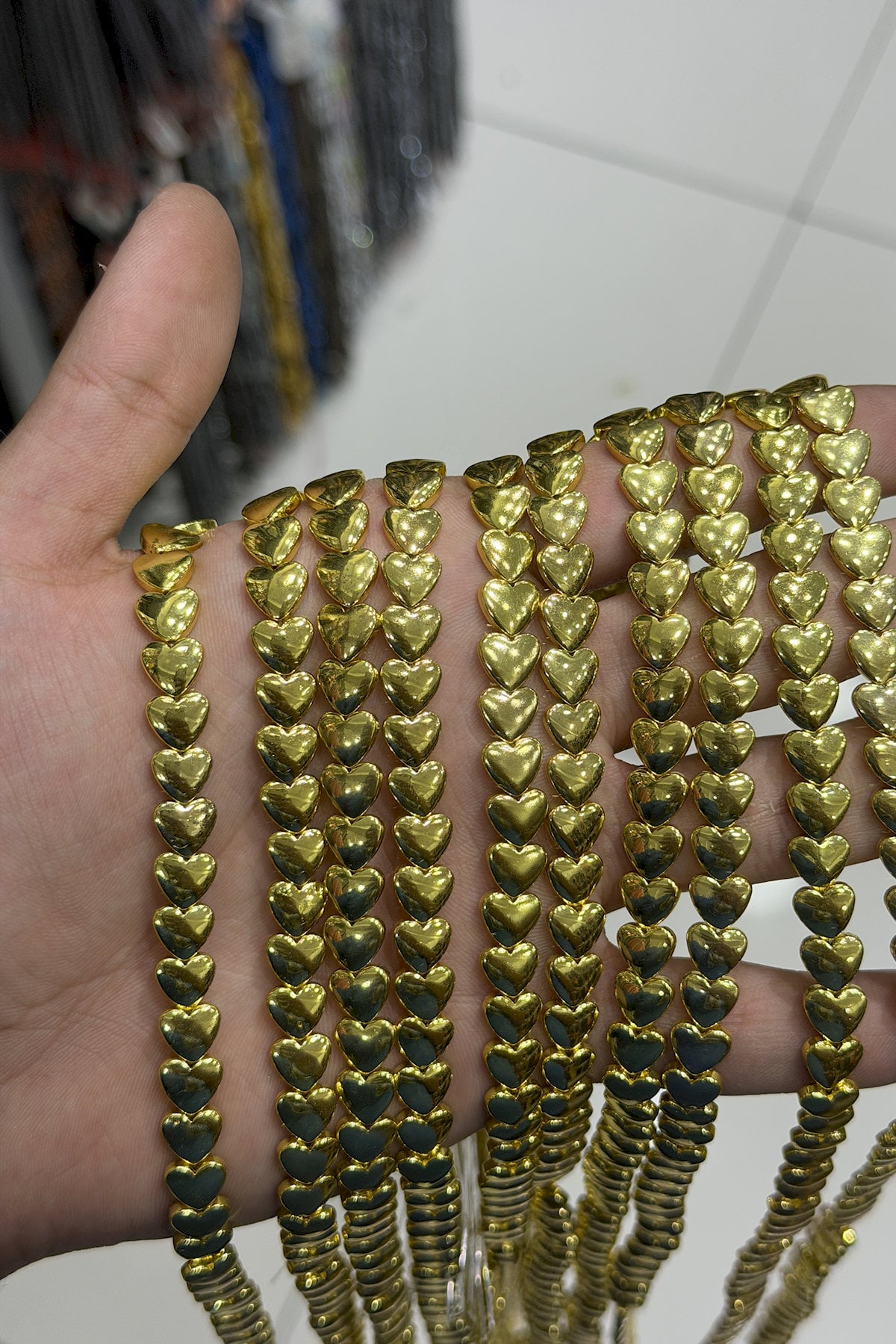 Hematite Natural Stone Shiny Gold Yellow 8mm String Of Beads