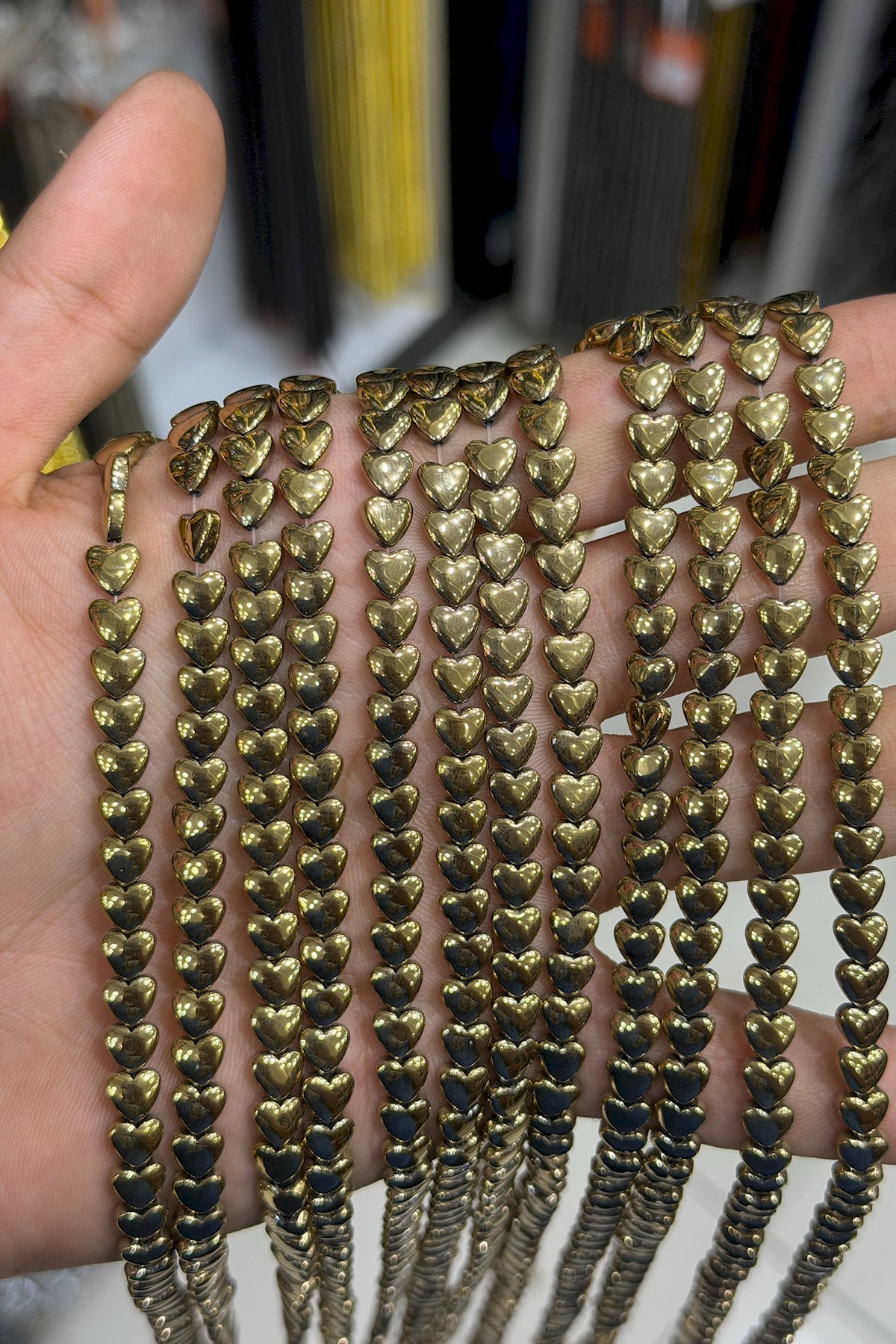 Hematite Natural Stone Shiny Antique Yellow 6mm String Of Beads