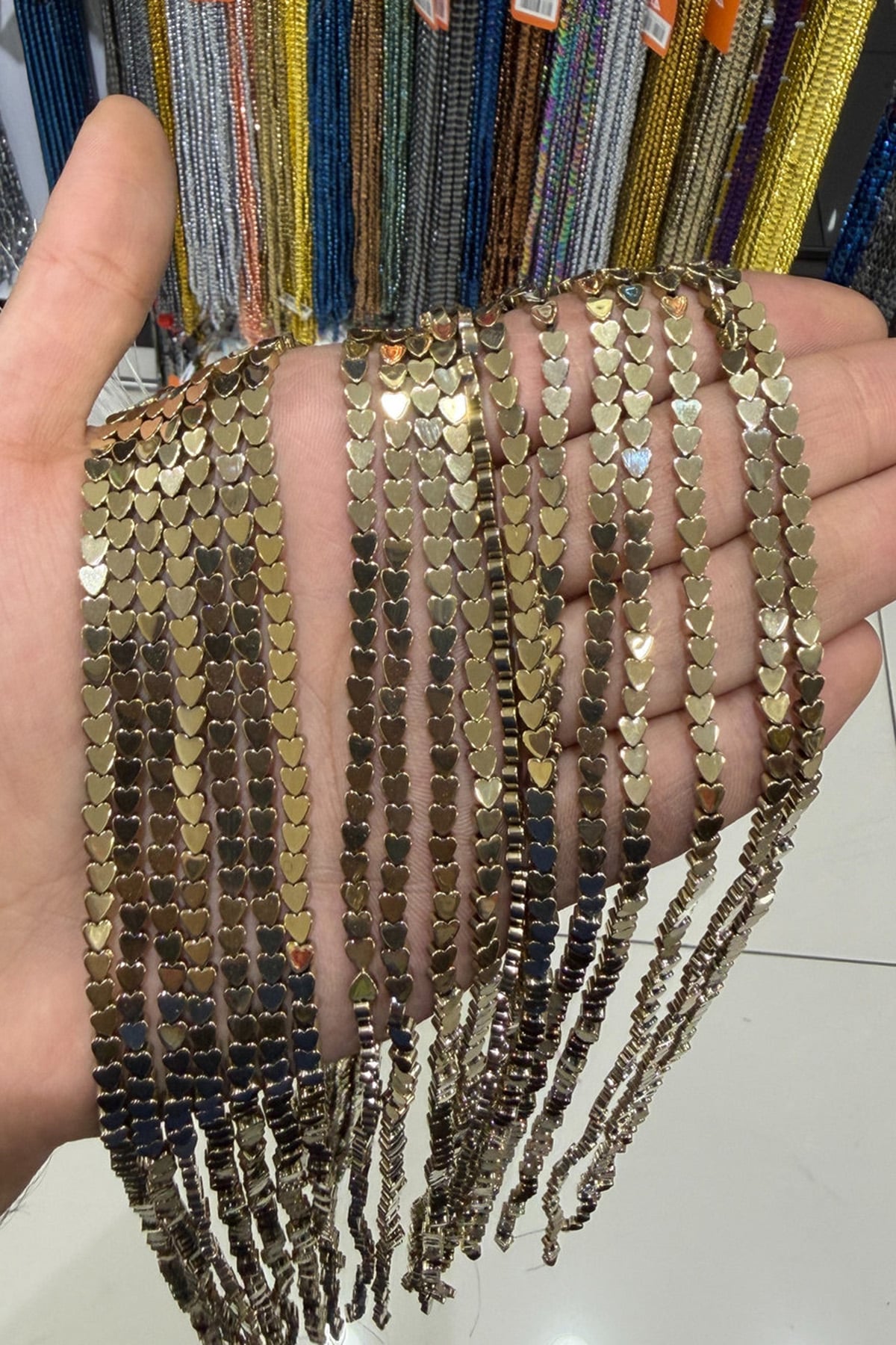 Hematit Taşı Kalp Kesim Parlak Antik Sarı 4mm Doğal Taş Dizi