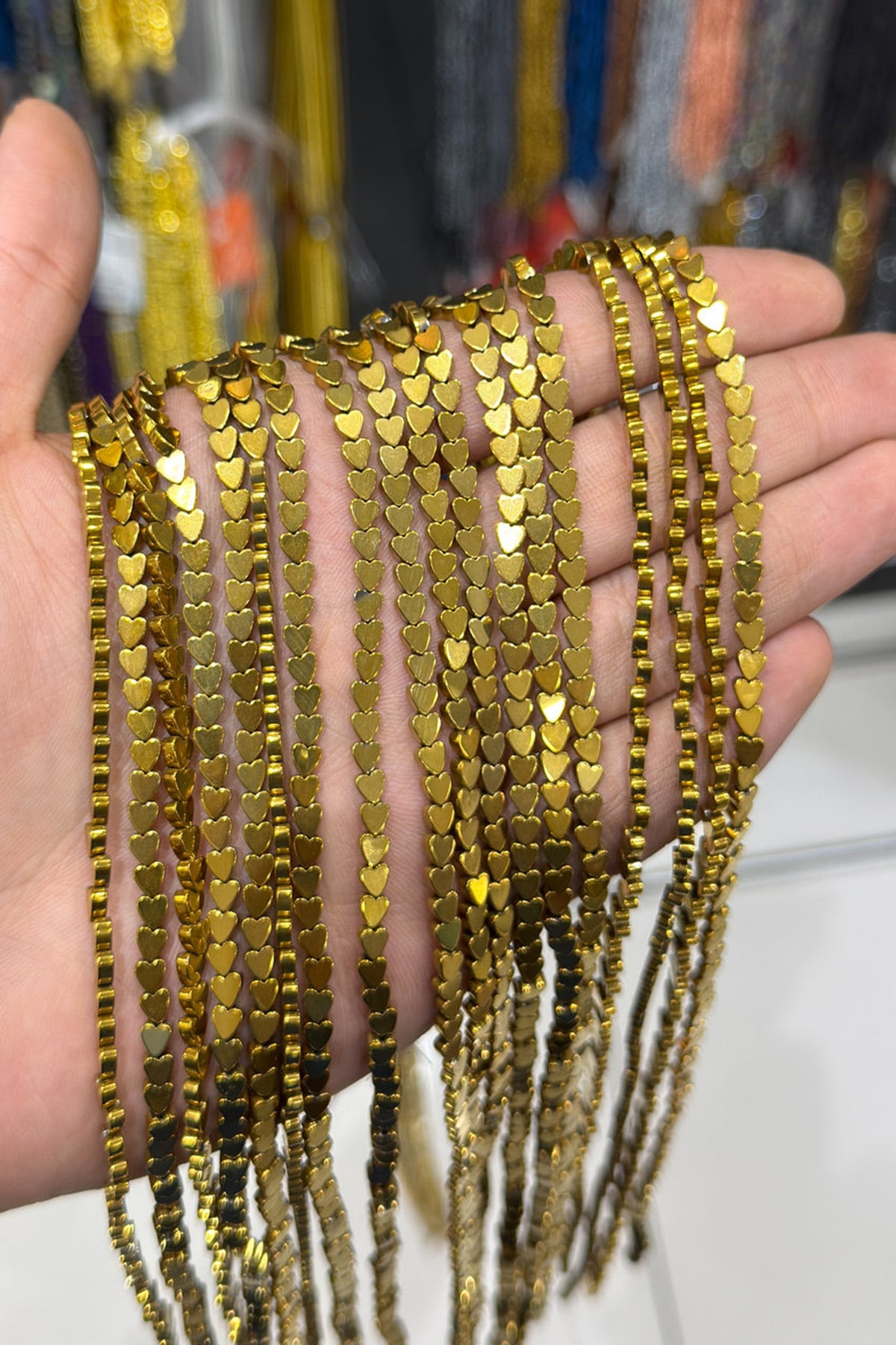 Hematit Taşı Kalp Kesim Parlak Gold 4mm Doğal Taş Dizi