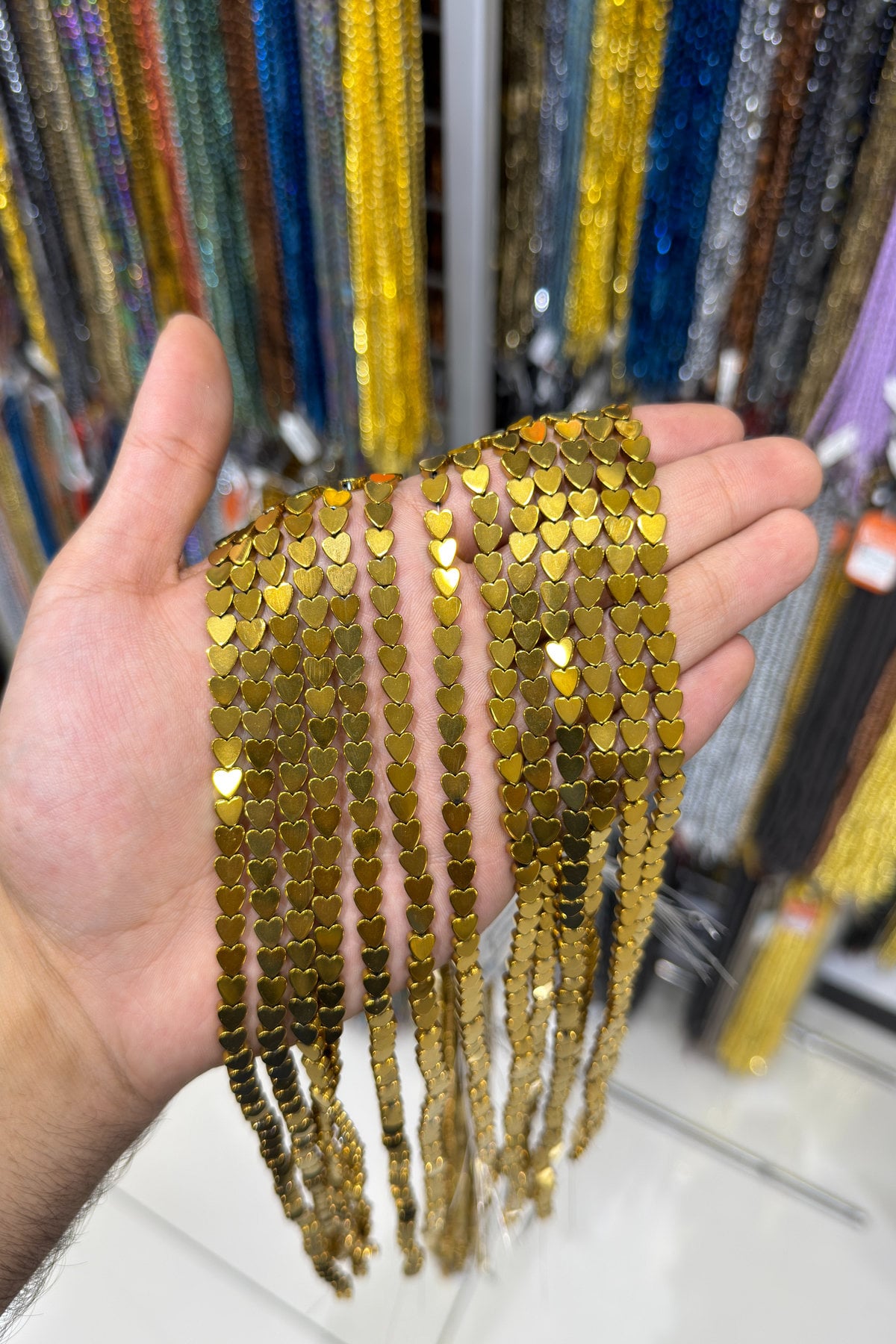 Hematite Natural Stone Shiny Gold Heart Cut 6mm String Of Beads