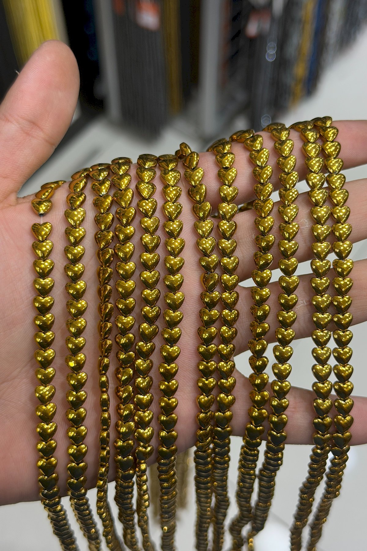 Hematit Taşı Kalp Kesim Parlak Gold 6mm Doğal Taş Dizi