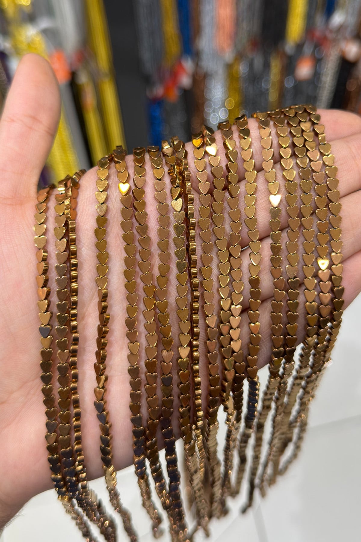 Hematit Taşı Kalp Kesim Parlak Kahverengi 4mm Doğal Taş Dizi