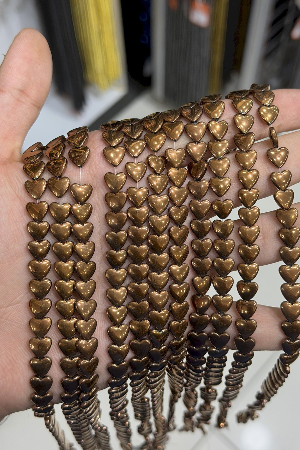 Hematit Taşı Kalp Kesim Parlak Kahverengi 8mm Doğal Taş Dizi