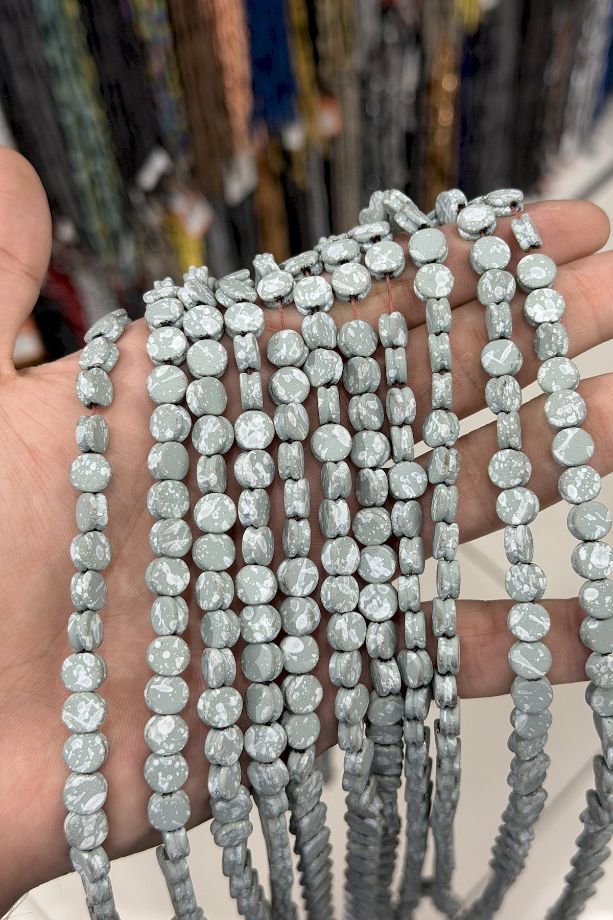 Hematit Taşı Kanallı Daire Kesim Yeşil 8x4mm Doğal Taş Dizi