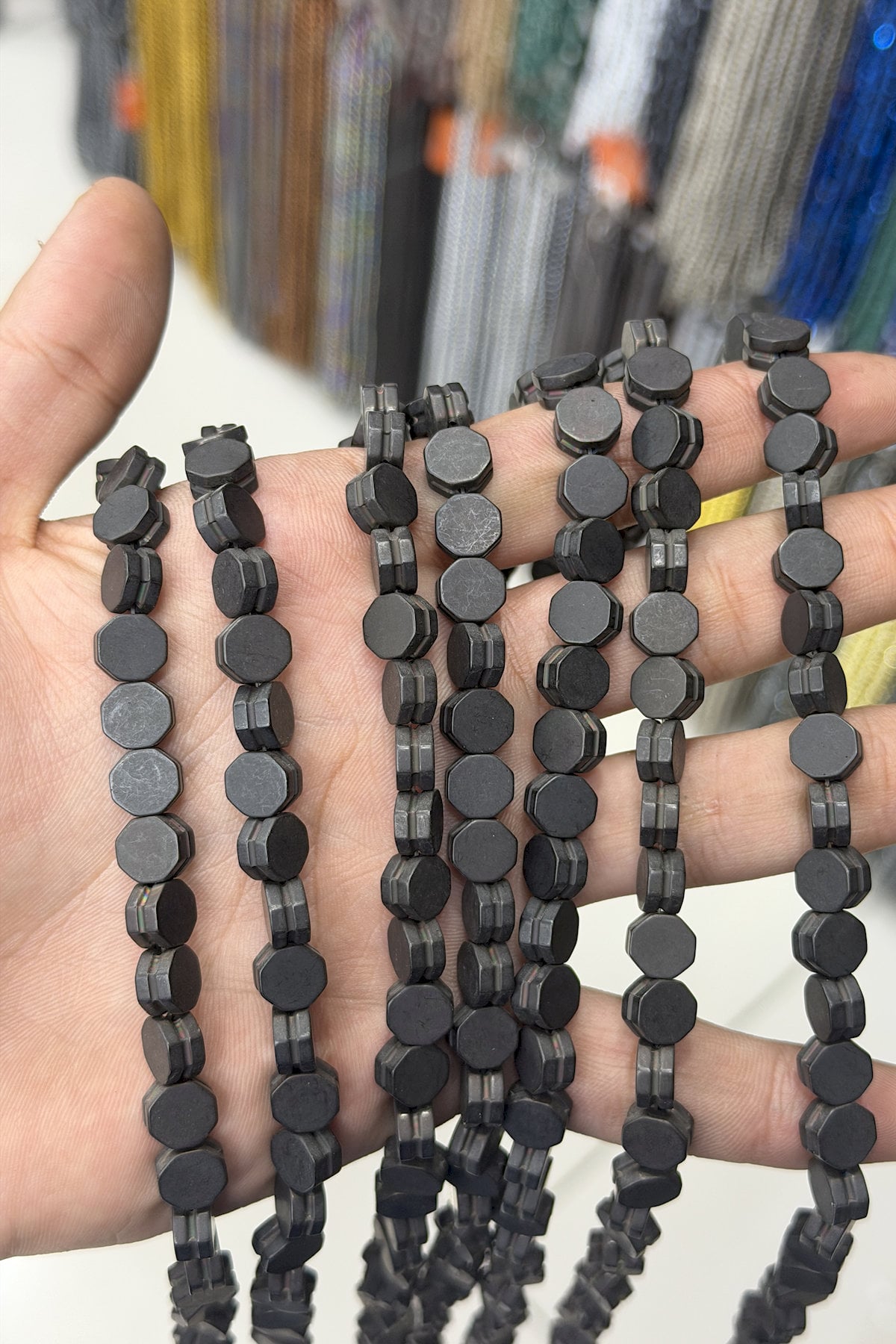 Hematit Taşı Kare Kesim Mat Siyah 8x8mm Doğal Taş Dizi