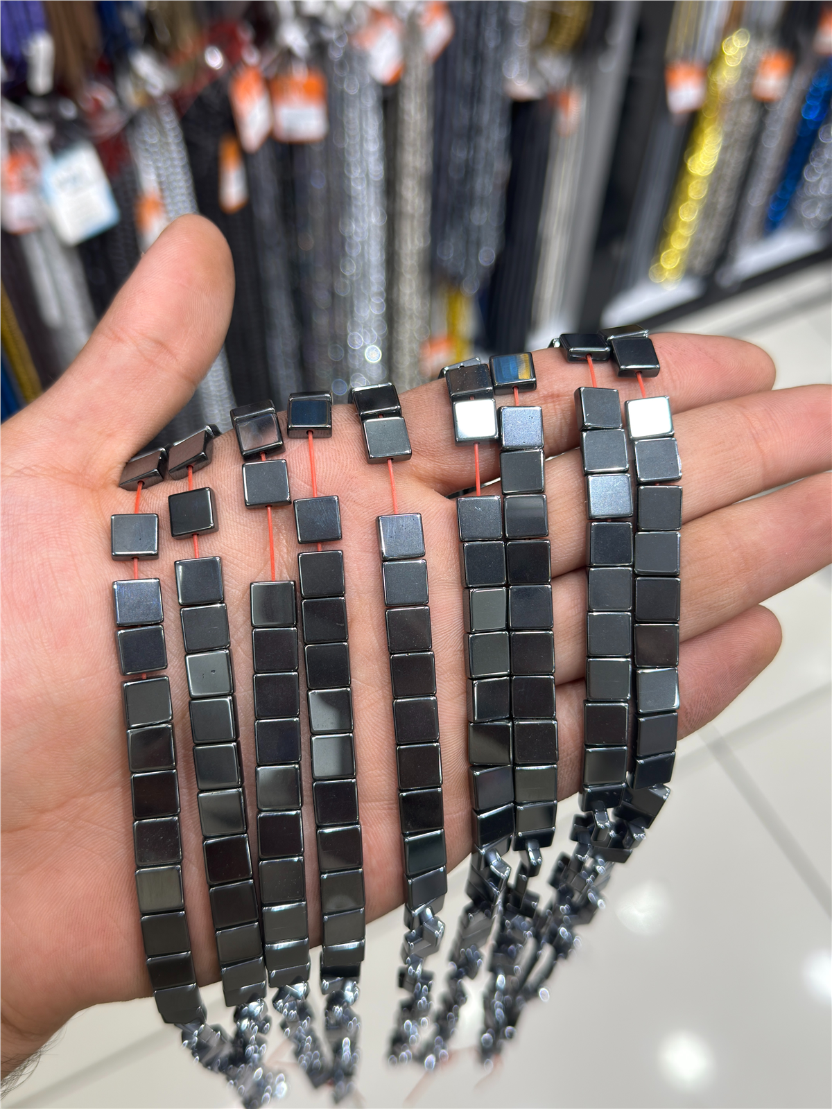 Hematit Taşı Kare Kesim Parlak Füme 8x3mm Doğal Taş Dizi