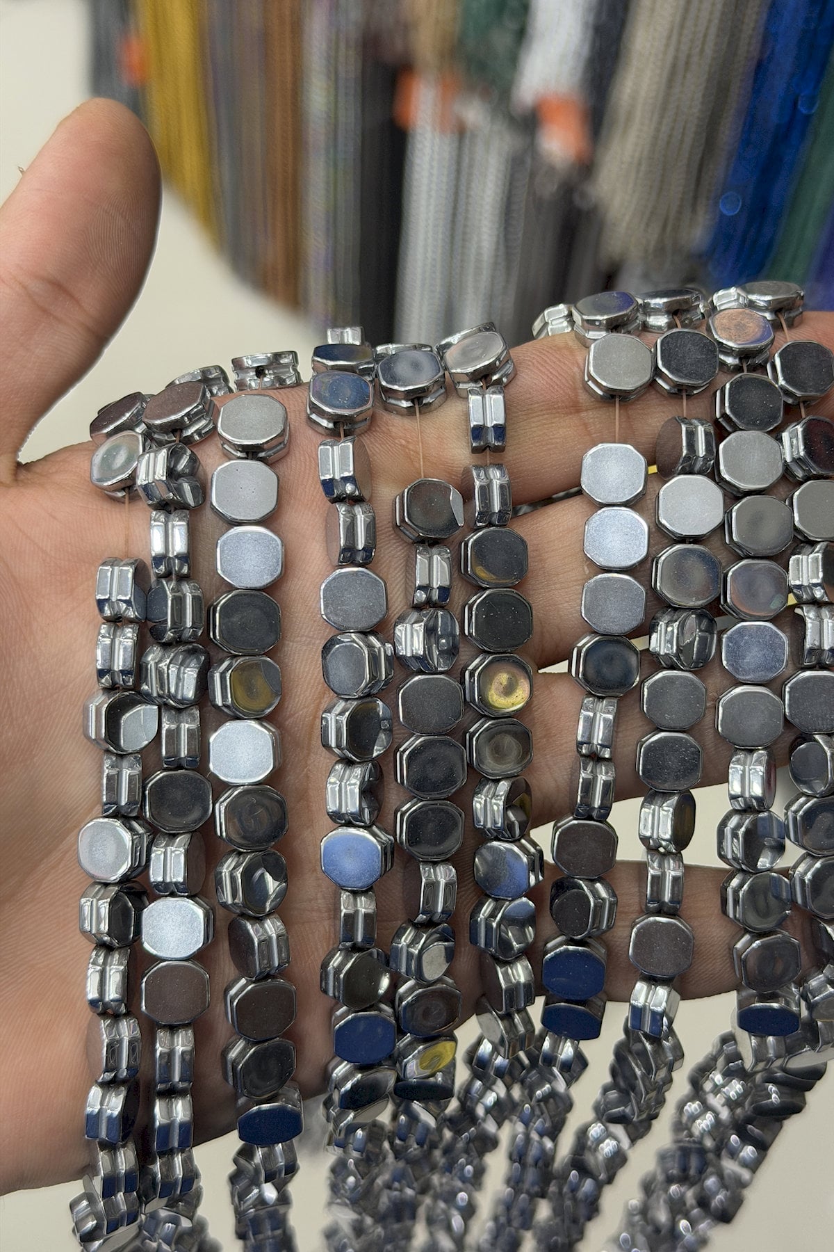 Hematit Taşı Kare Kesim Parlak Gümüş 8x8mm Doğal Taş Dizi