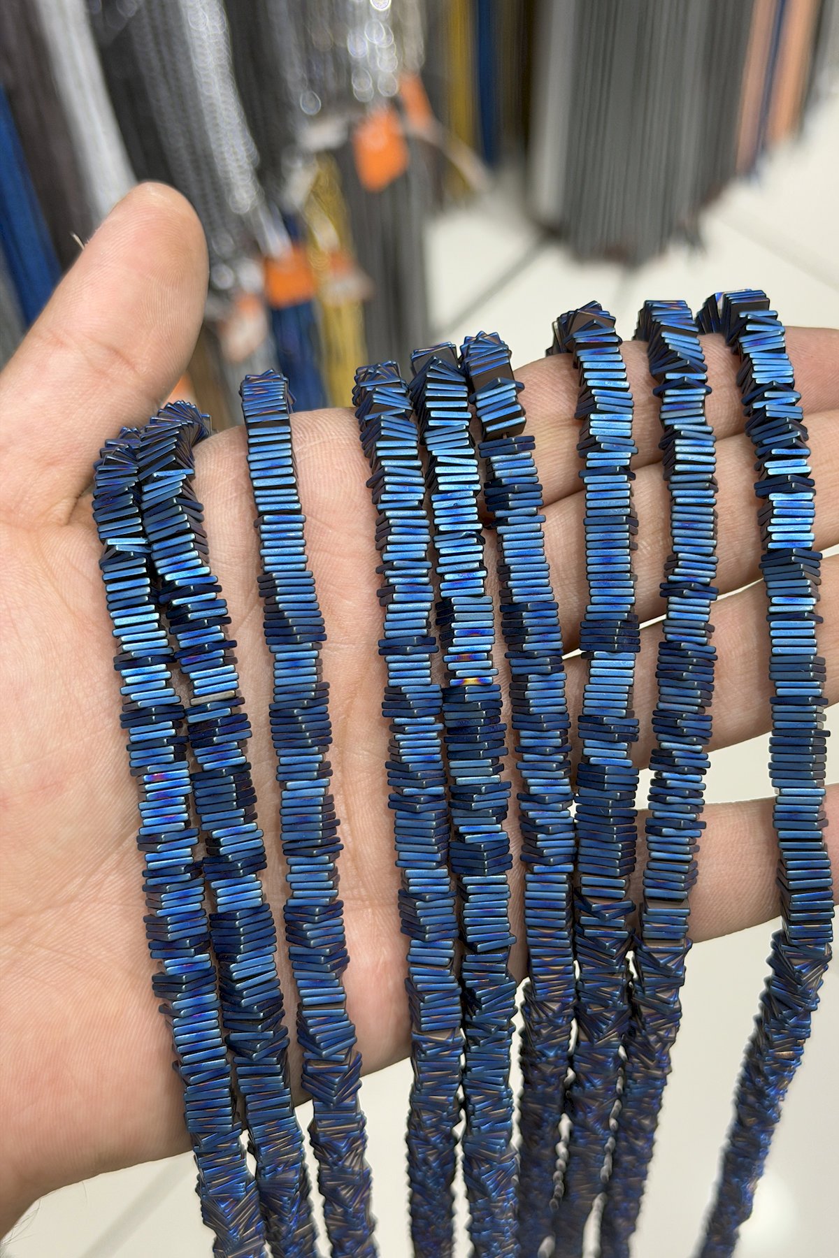 Hematit Taşı Kare Rondela Kesim Mat Mavi 6x1mm Doğal Taş Dizi
