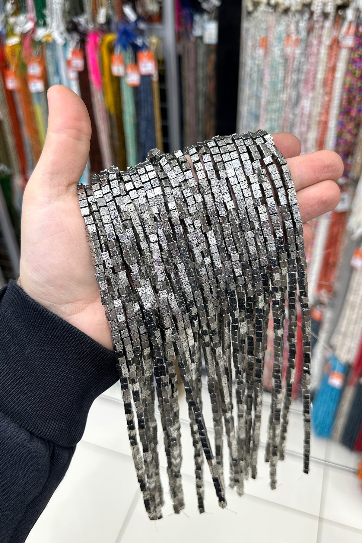 Hematit Taşı Küp Kesim Antik Gümüş 4x4mm Doğal Taş Dizi