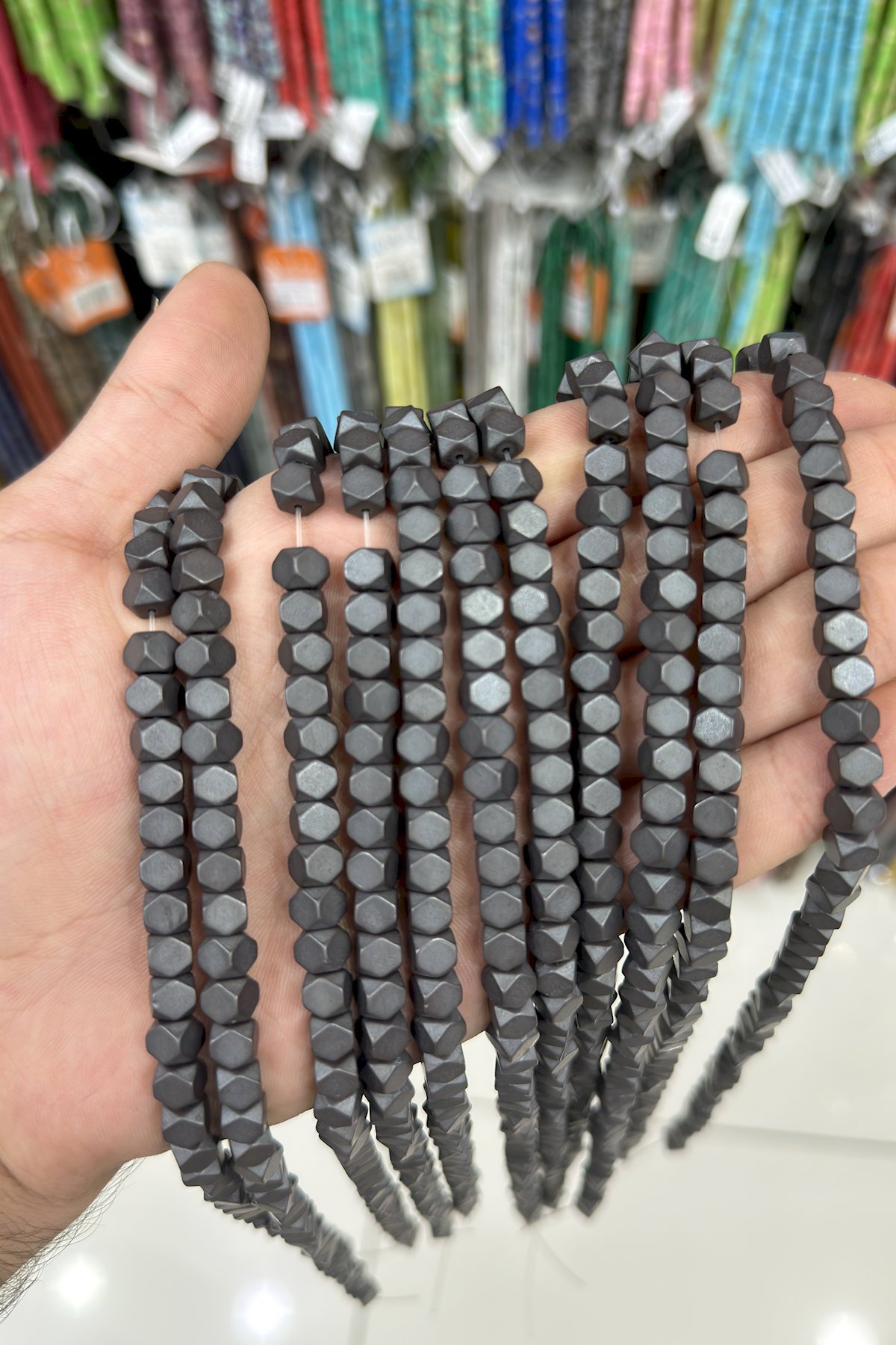 Hematite Natural Stone Grey Cube Cut 6x6mm String Of Beads